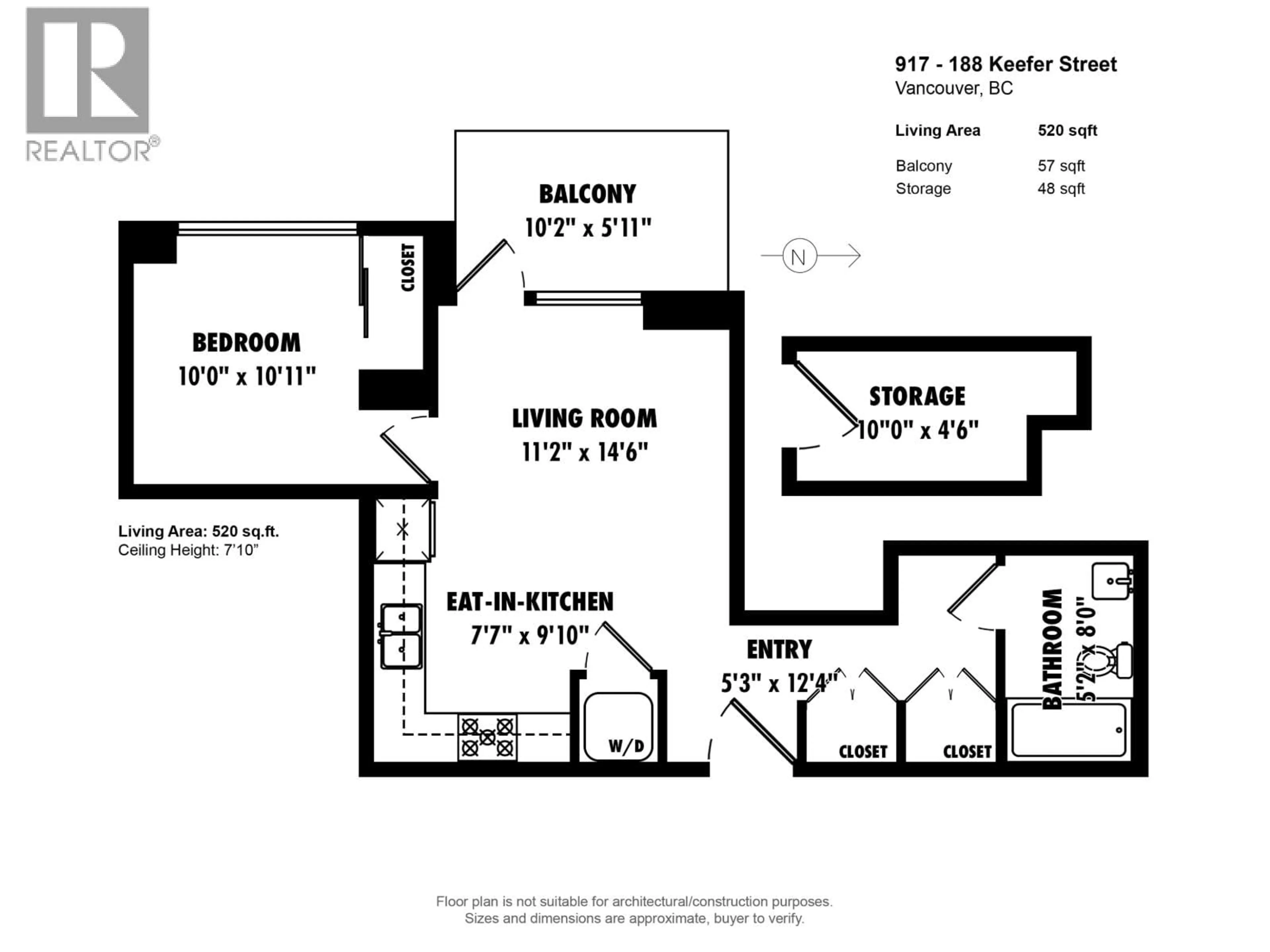 Floor plan for 917 - 188 KEEFER STREET, Vancouver British Columbia V6A0E3
