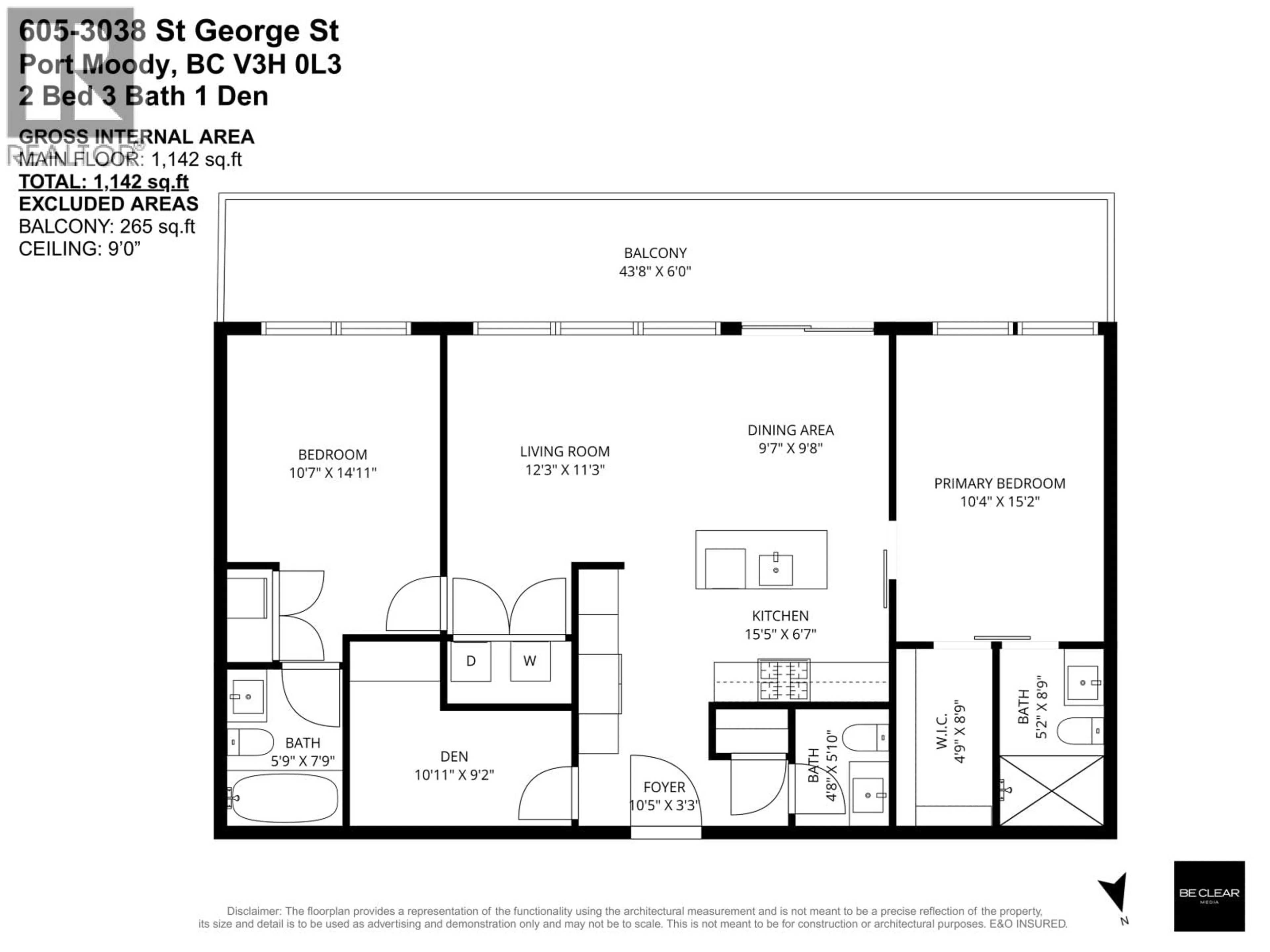 Floor plan for 605 - 3038 ST GEORGE STREET, Port Moody British Columbia V3H0L3