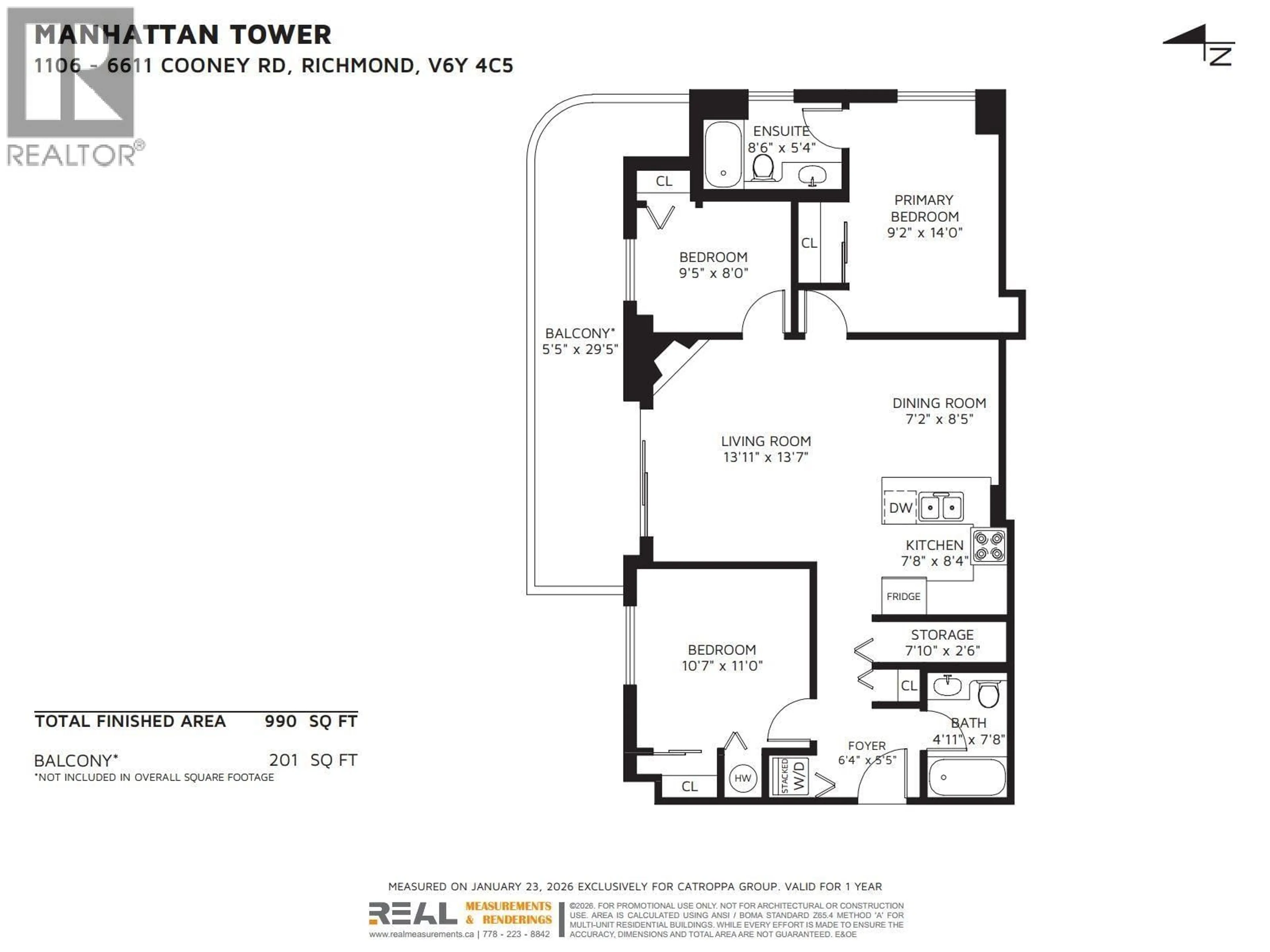 Floor plan for 1106 - 6611 COONEY ROAD, Richmond British Columbia V6Y4C5