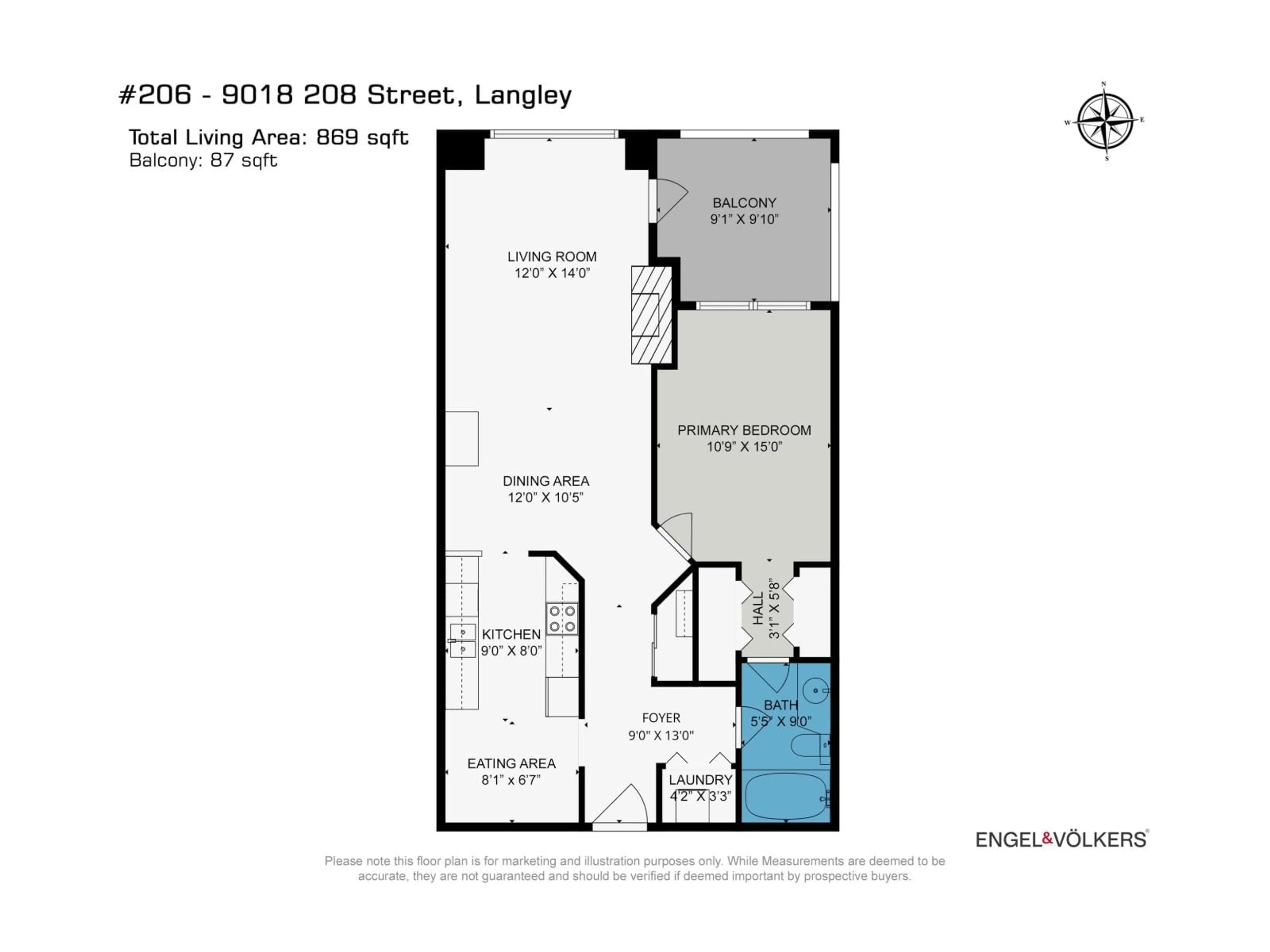 Floor plan for 206 - 9018 208 STREET, Langley British Columbia V1M2Y8