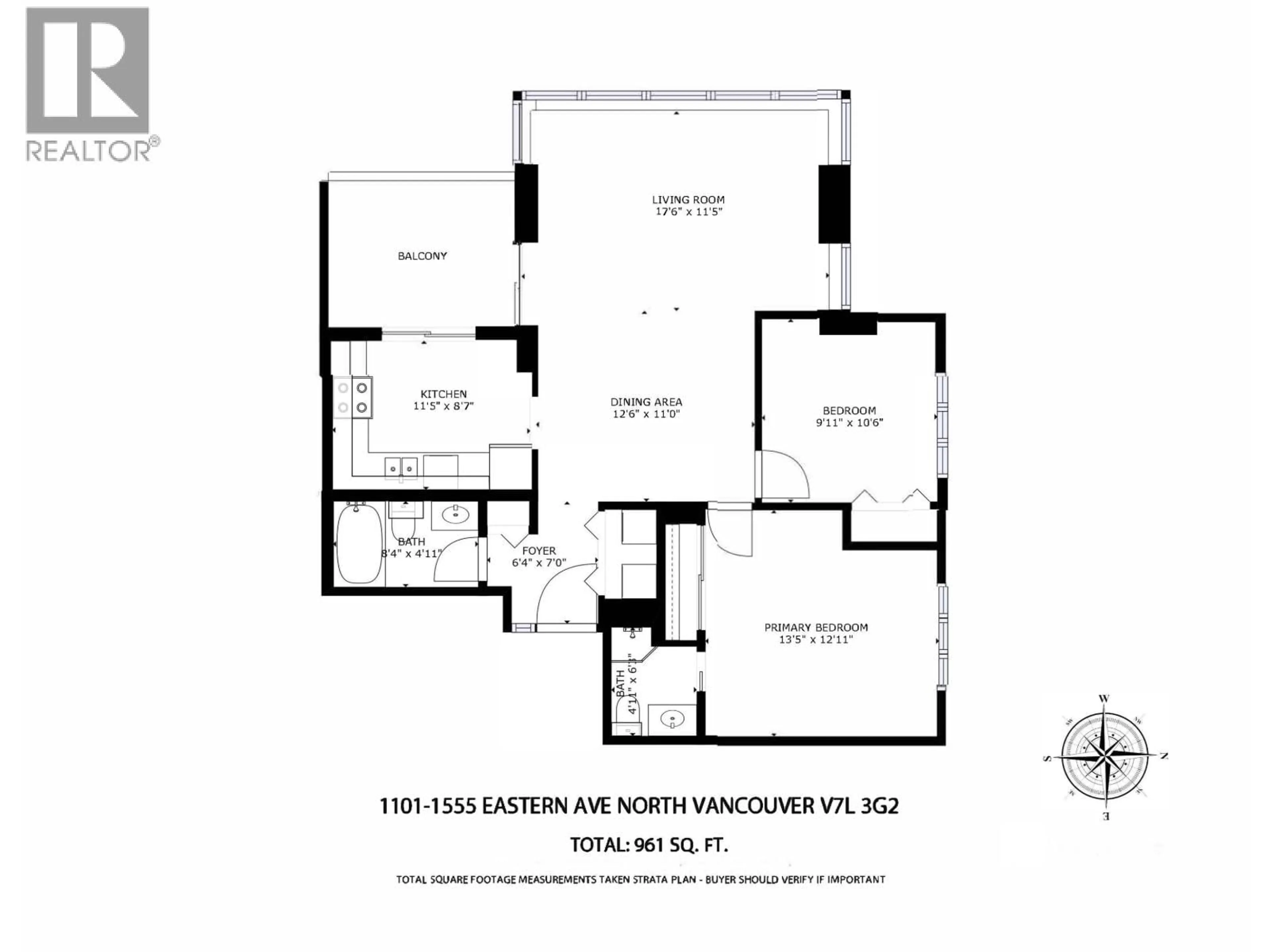 Floor plan for 1101 - 1555 EASTERN AVENUE, North Vancouver British Columbia V7L3G2