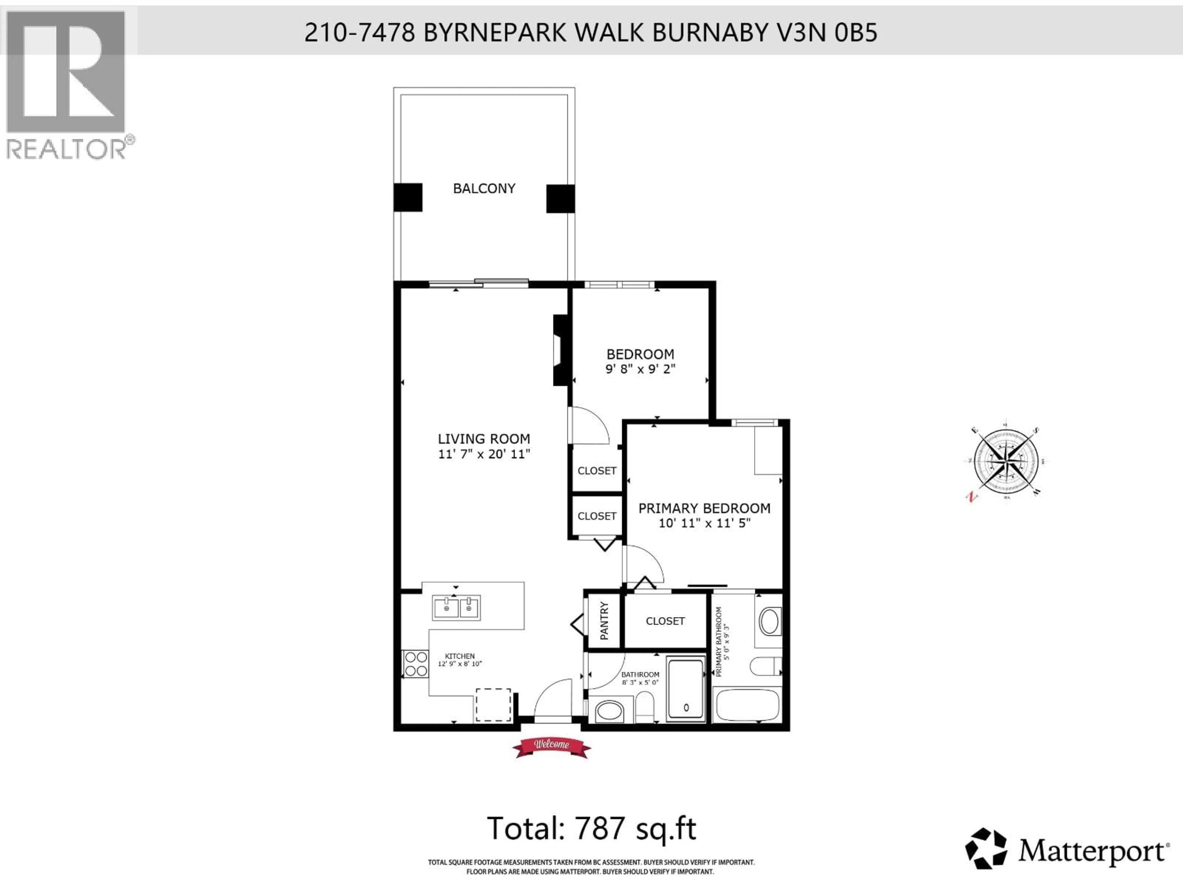 Floor plan for 210 - 7478 BYRNE PARK WALK, Burnaby British Columbia V3N0B5