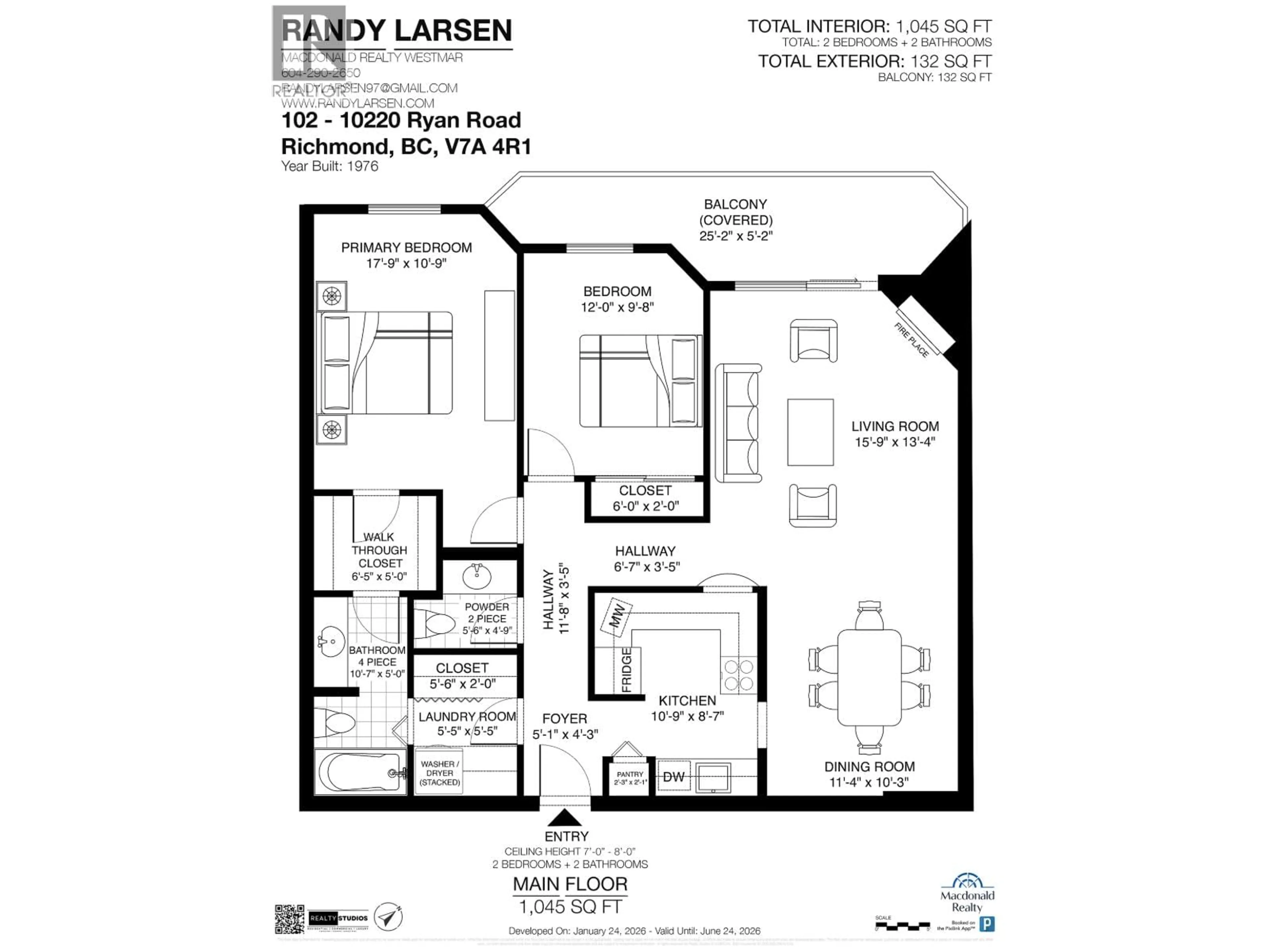 Floor plan for 102 - 10220 RYAN ROAD, Richmond British Columbia V7A4R1