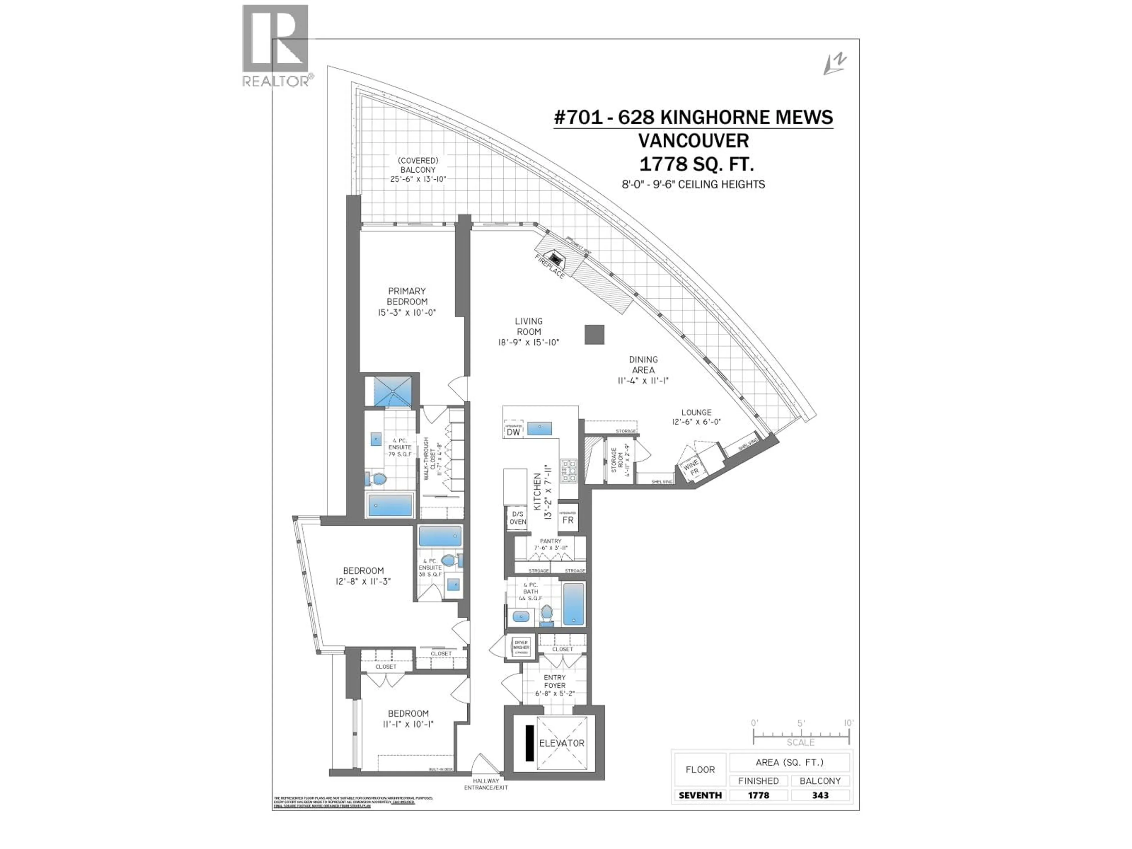Floor plan for 701 - 628 KINGHORNE MEWS, Vancouver British Columbia V6Z3H6