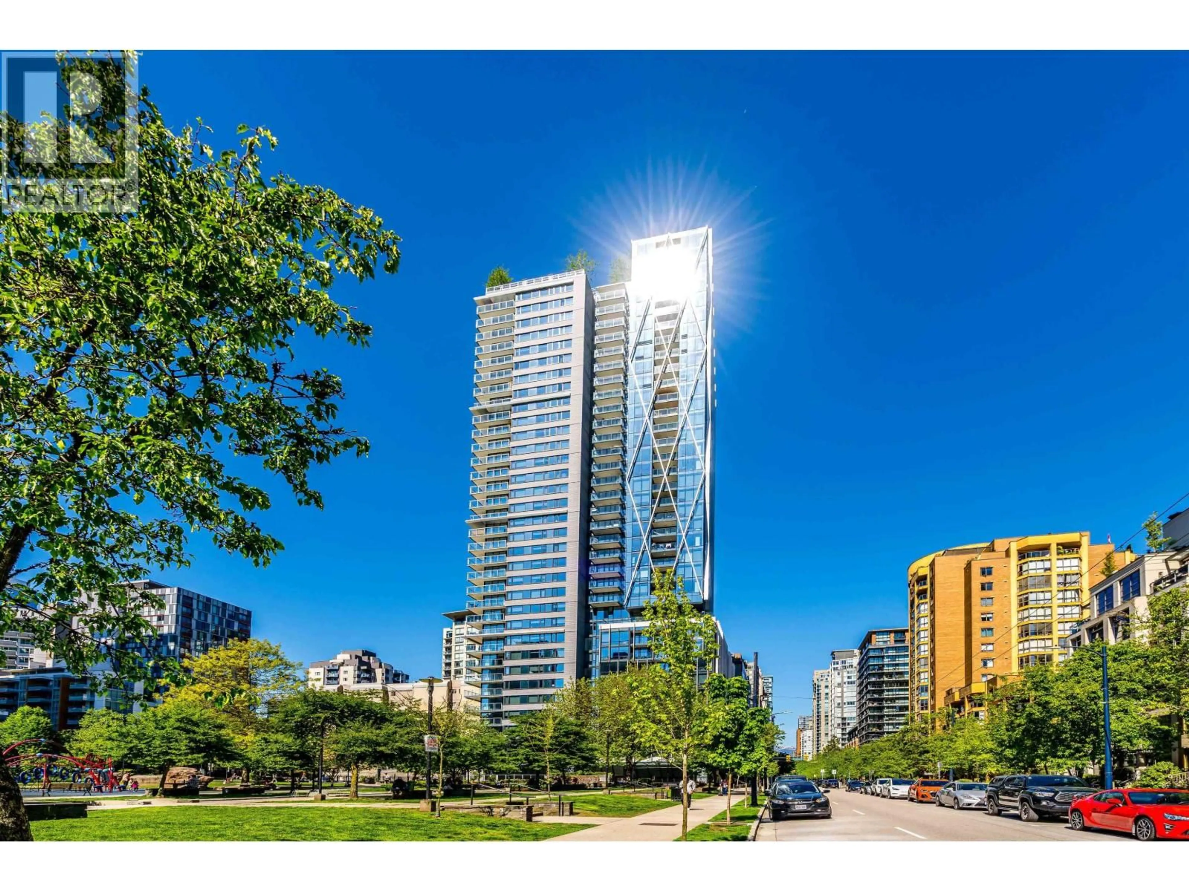 A pic from outside/outdoor area/front of a property/back of a property/a pic from drone, city buildings view from balcony for 2703 - 1111 RICHARDS STREET, Vancouver British Columbia V6B0S3