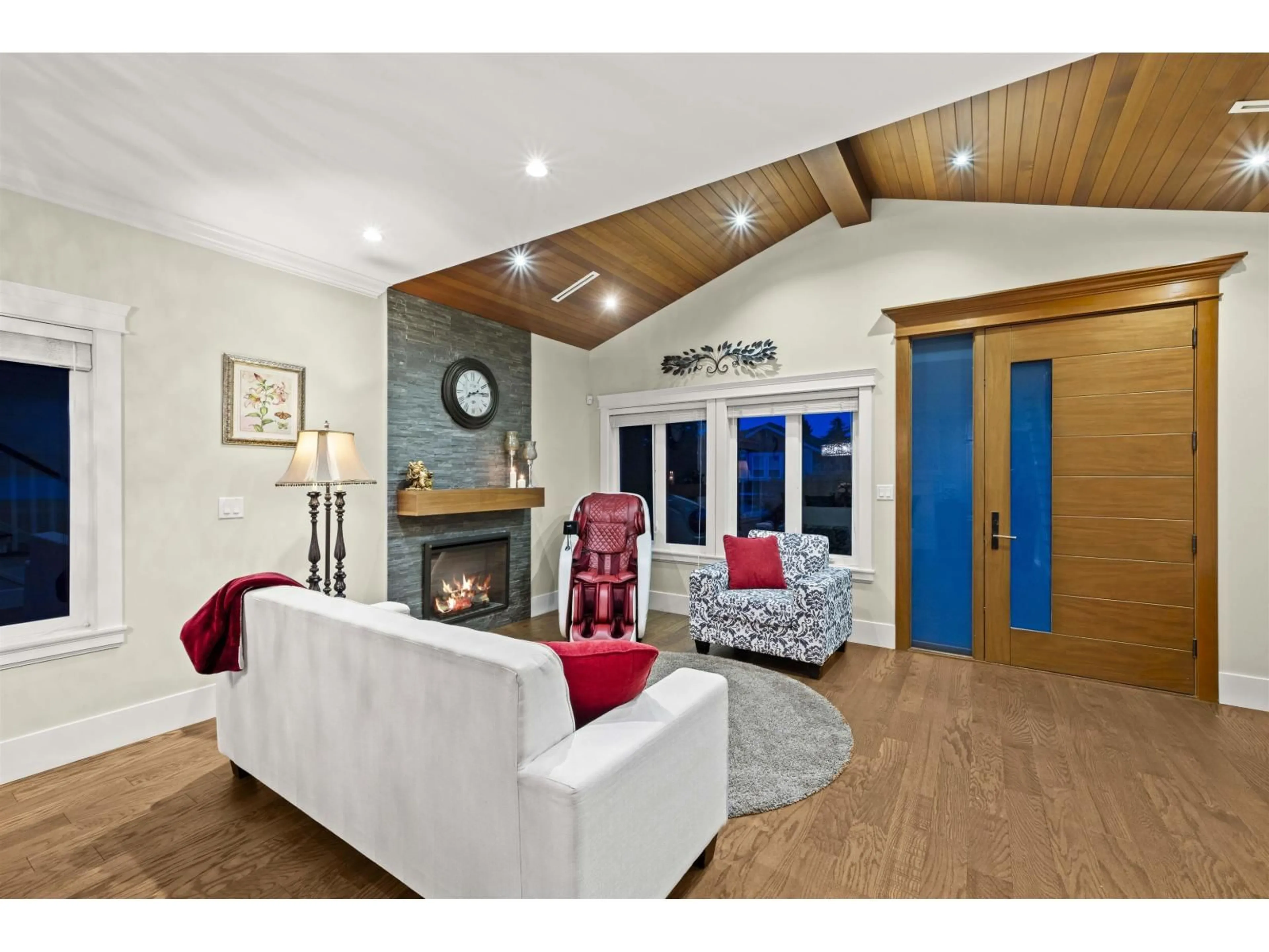 Living room with furniture, wood/laminate floor for 8841 STEGAVIK COURT, Delta British Columbia V4C0C6