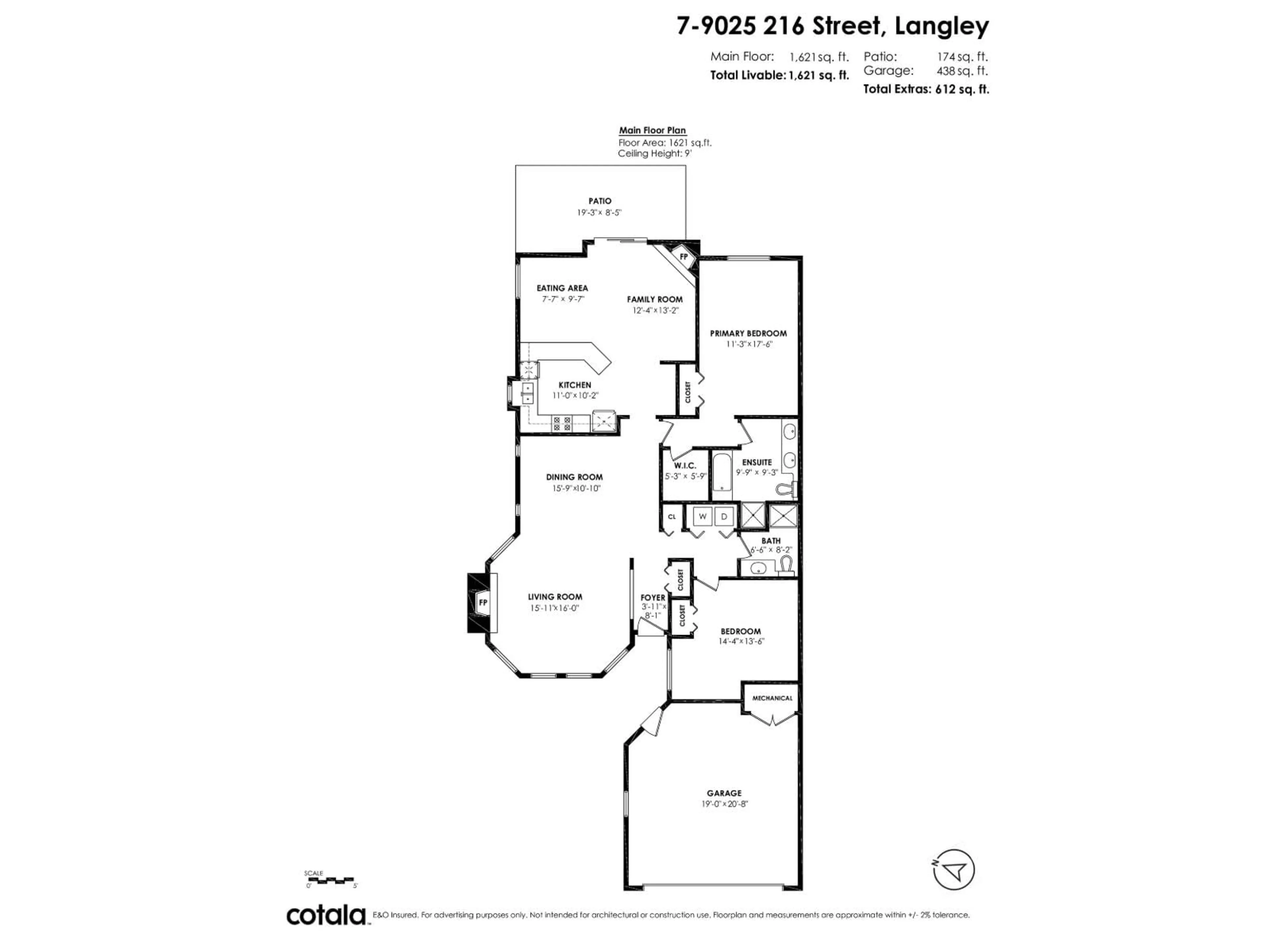 Floor plan for 7 - 9025 216 STREET, Langley British Columbia V1M2X6
