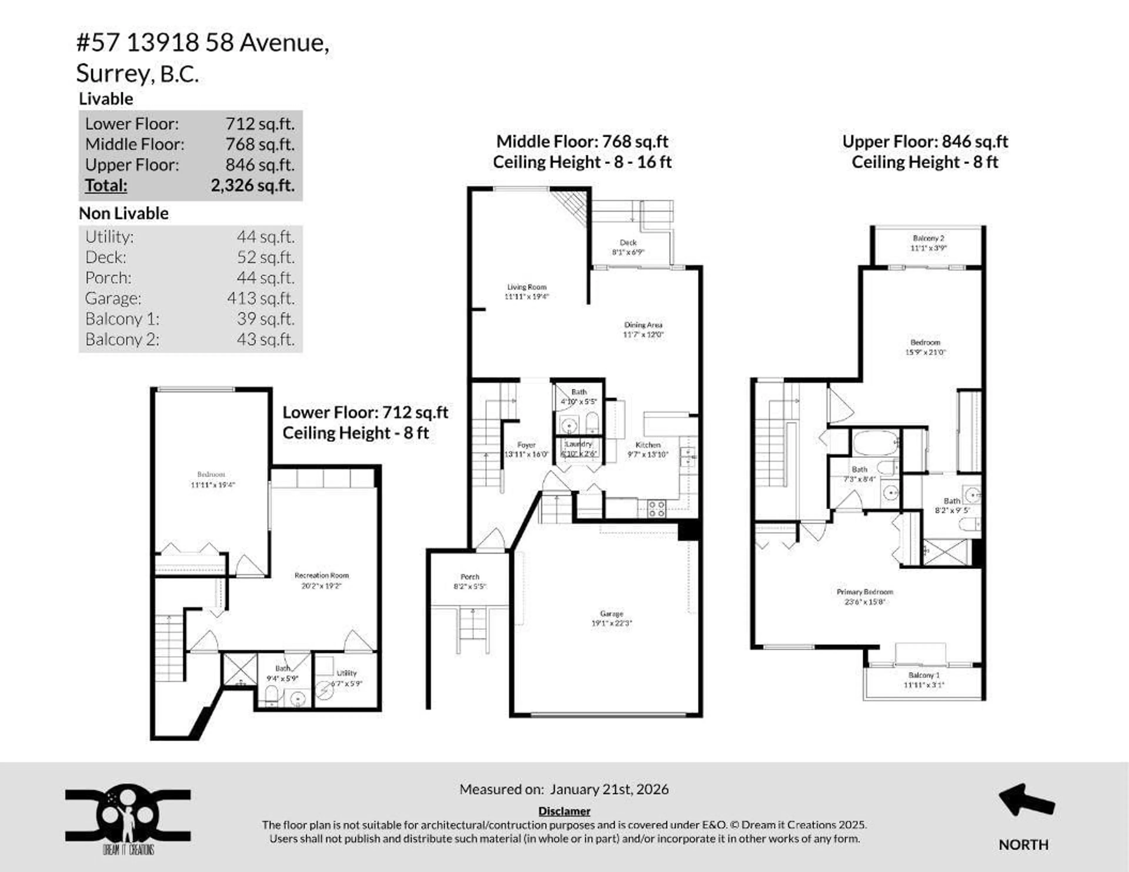 Floor plan for 57 - 13918 58 AVENUE, Surrey British Columbia V3X3N8