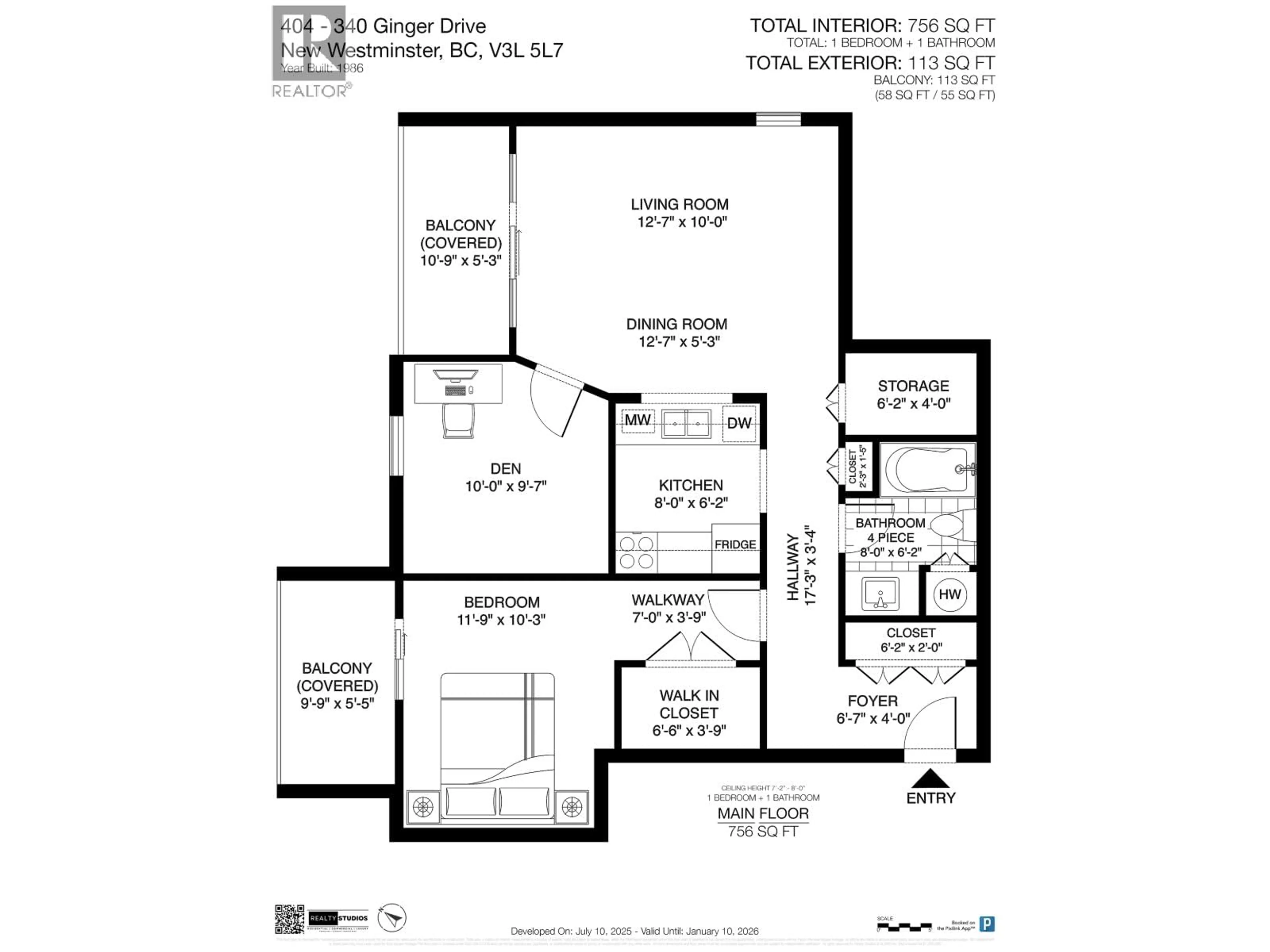 Floor plan for 404 - 340 GINGER DRIVE, New Westminster British Columbia V3L5L7
