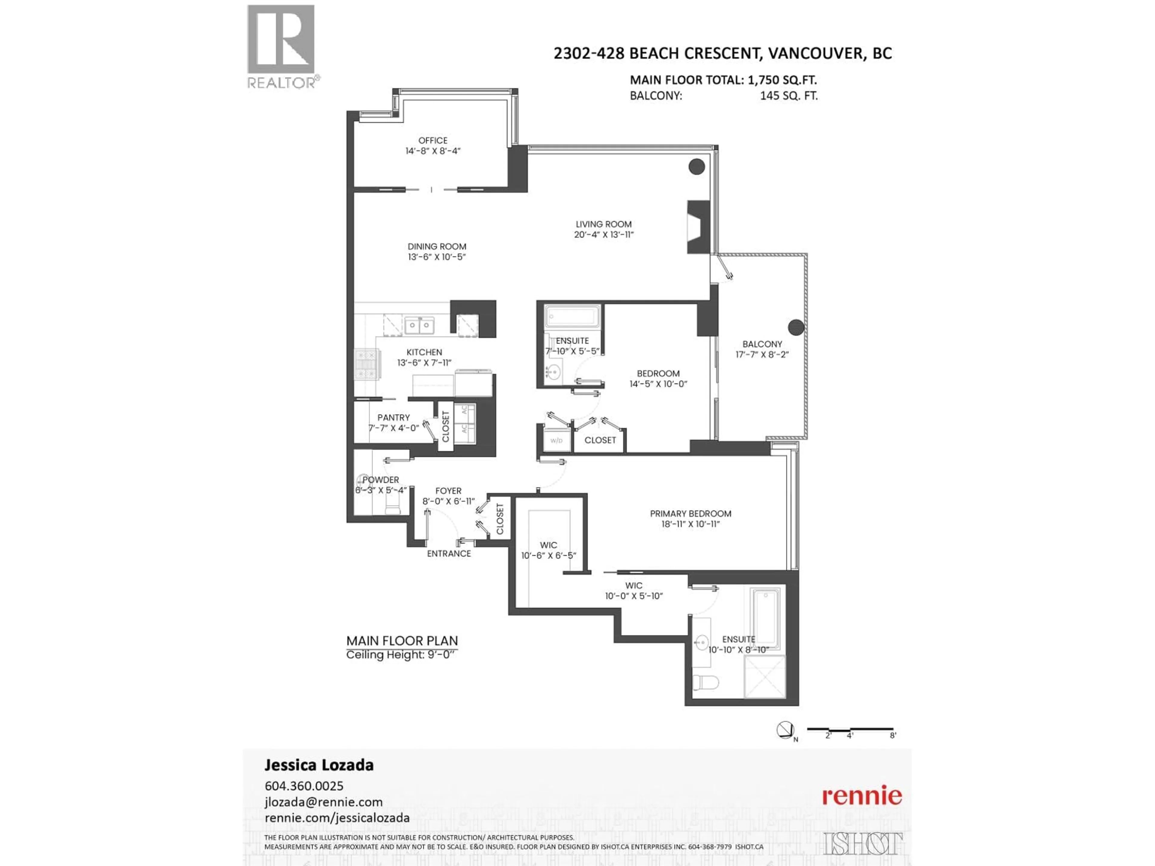 Floor plan for 2302 - 428 BEACH CRESCENT, Vancouver British Columbia V6Z3G1