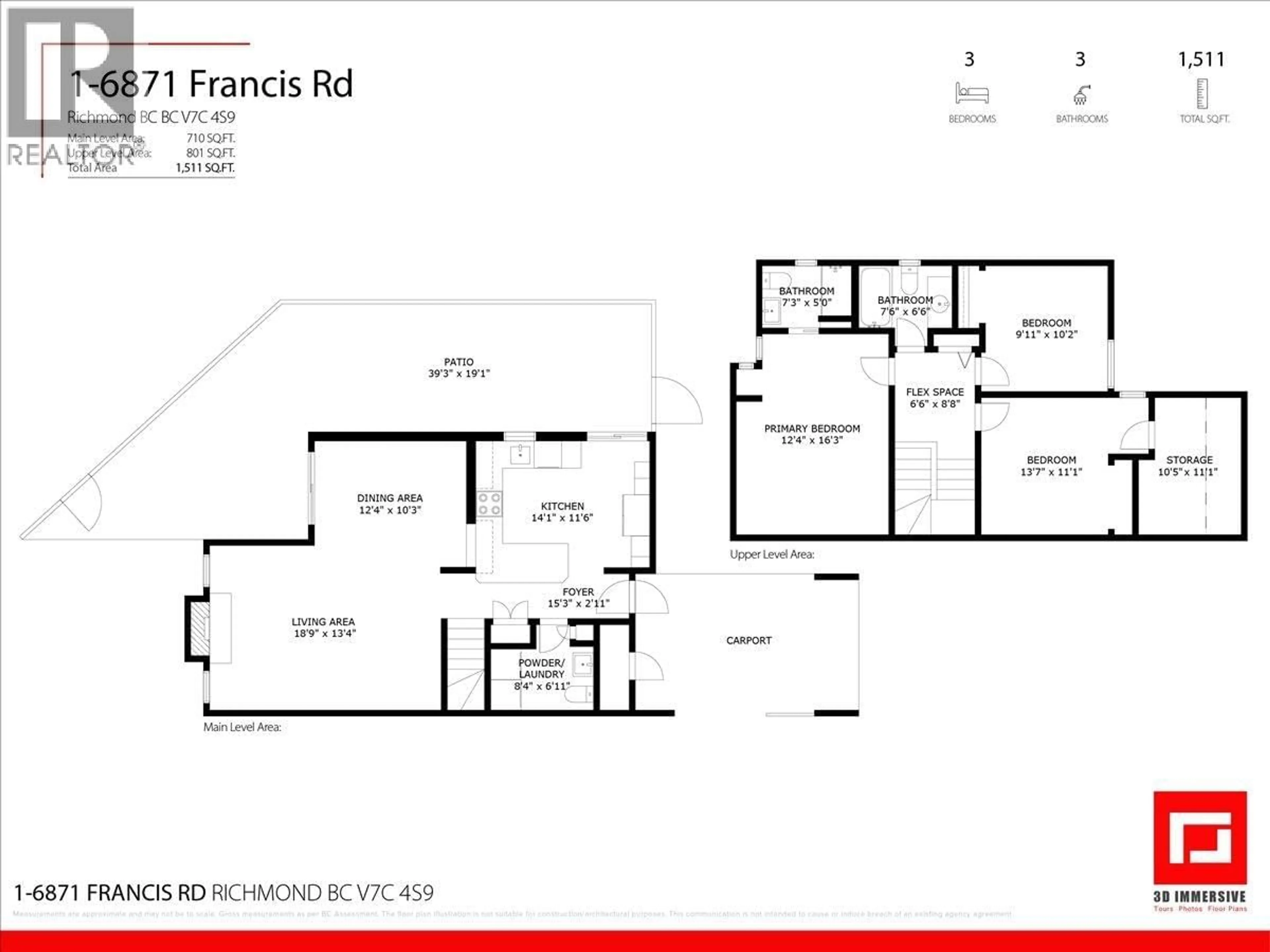 Floor plan for 1 - 6871 FRANCIS ROAD, Richmond British Columbia V7C4S9