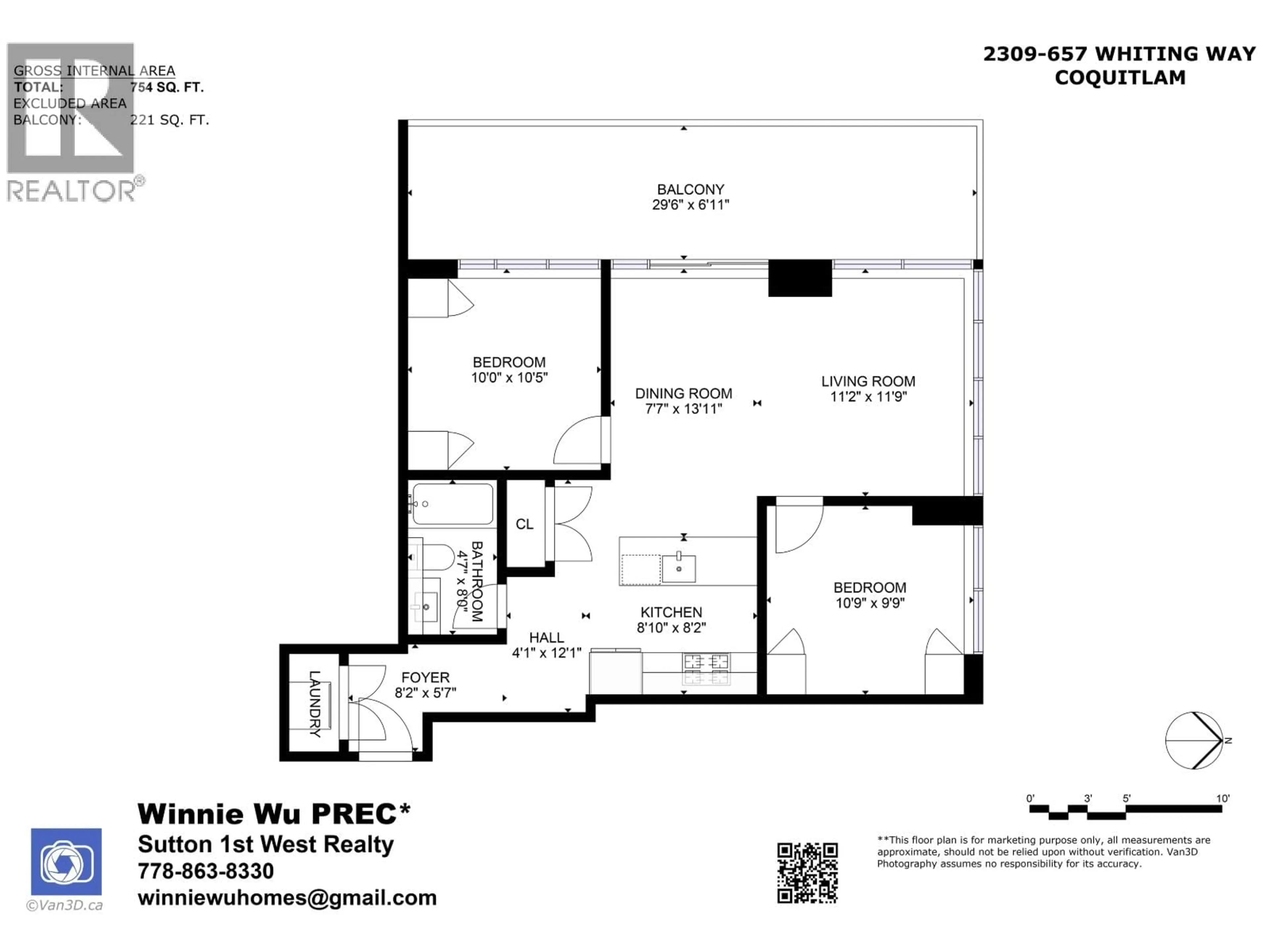 Floor plan for 2309 - 657 WHITING WAY, Coquitlam British Columbia V3J0J6