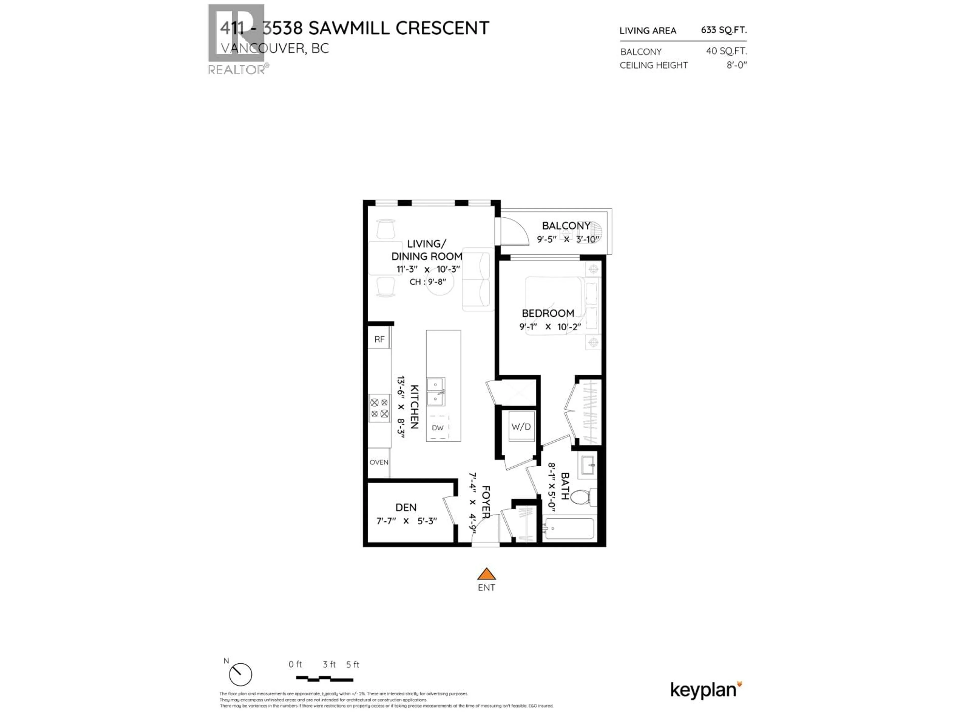 Floor plan for 411 - 3538 SAWMILL CRESCENT, Vancouver British Columbia V5S0J8