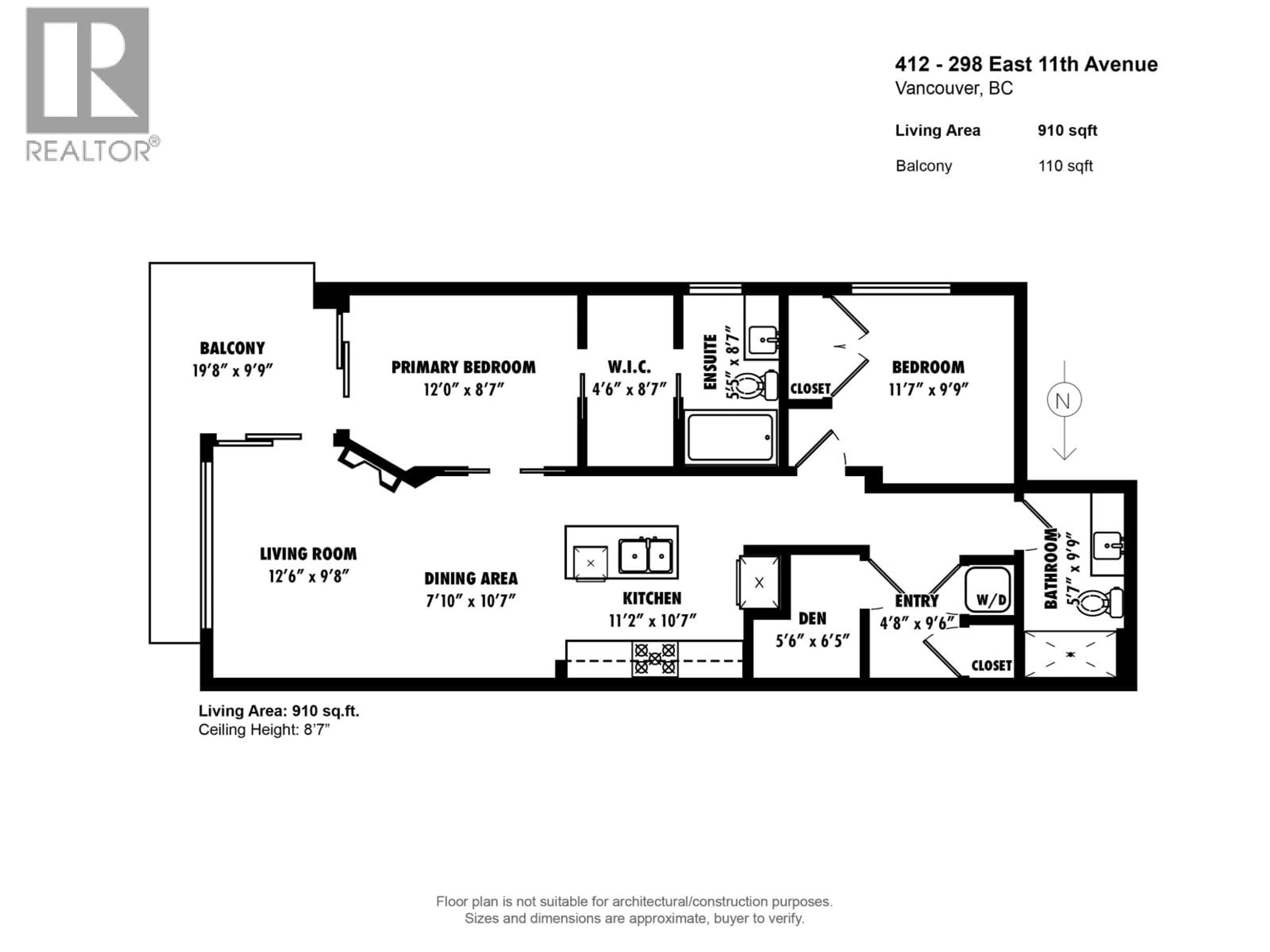Floor plan for 412 - 298 11TH AVENUE, Vancouver British Columbia V5T2C3