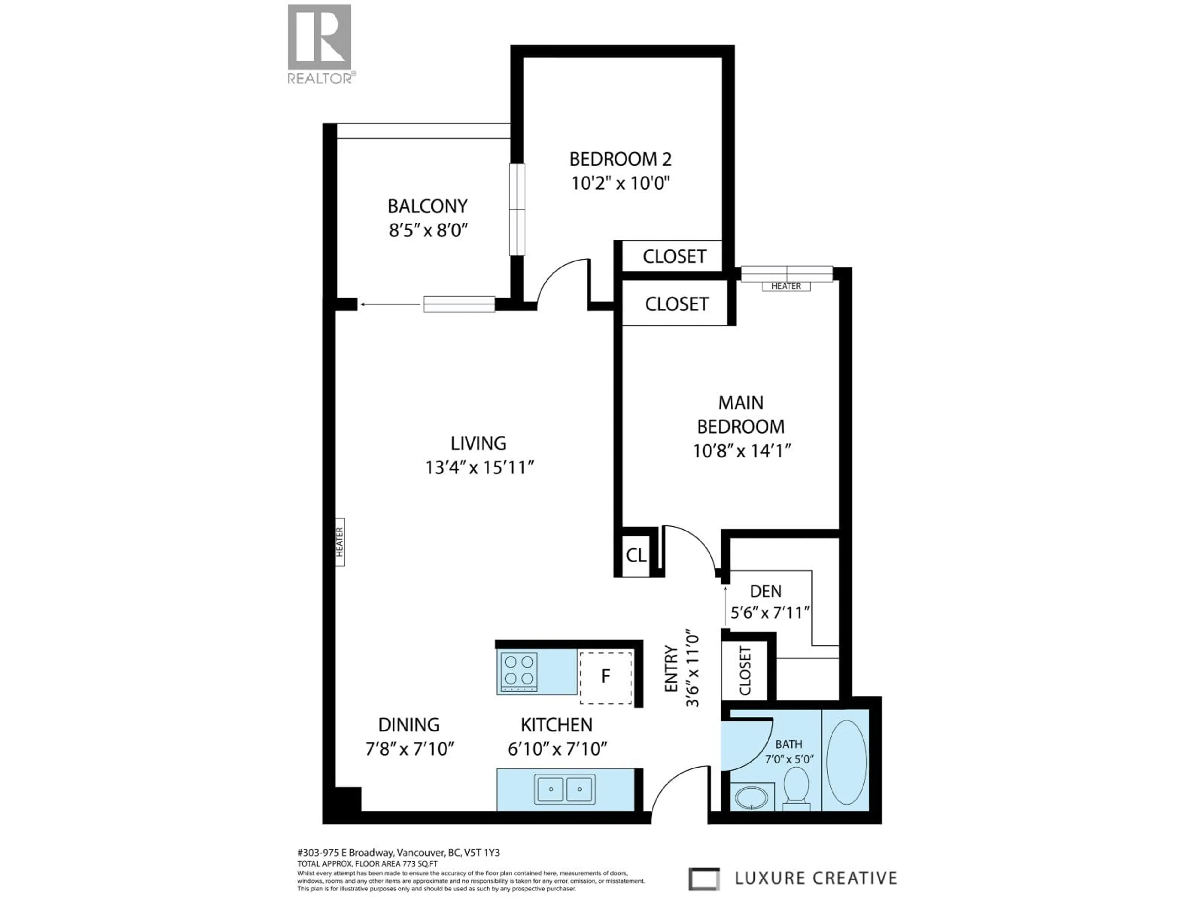 Floor plan for 303 - 975 BROADWAY, Vancouver British Columbia V5T1Y3