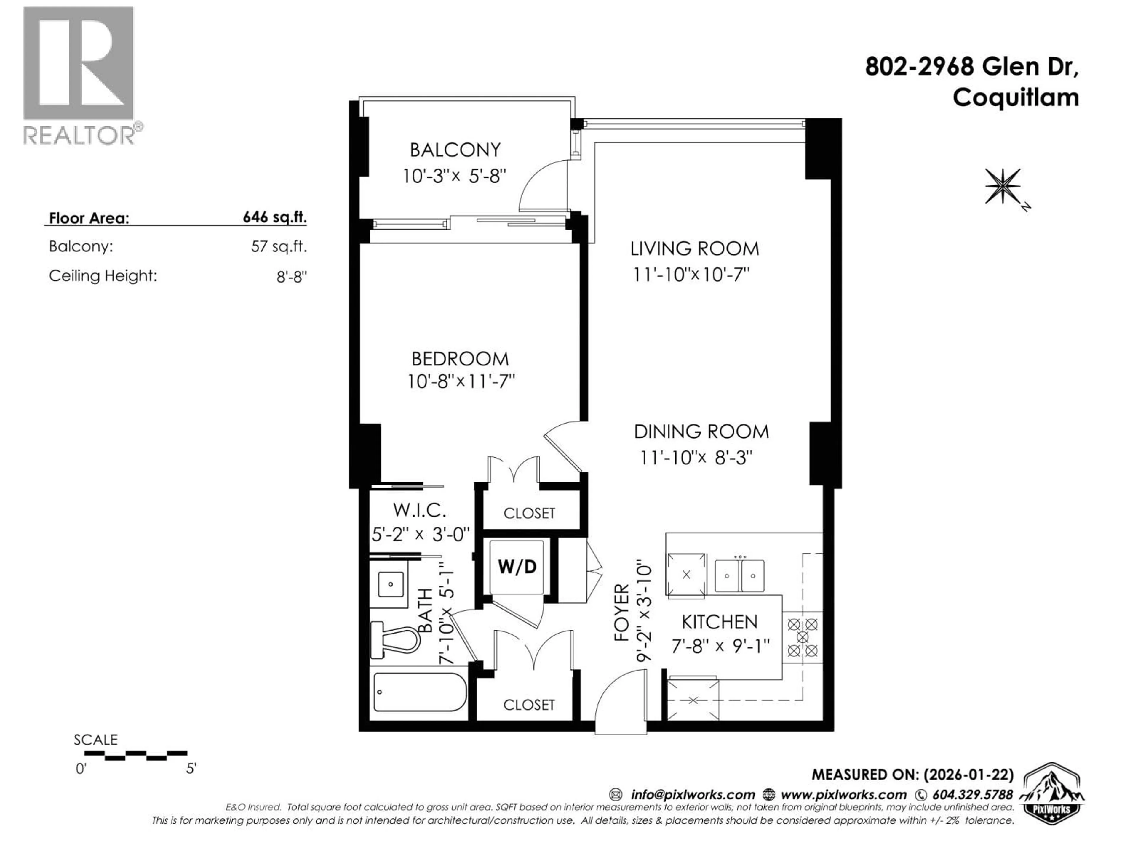 Floor plan for 802 - 2968 GLEN DRIVE, Coquitlam British Columbia V3B0C4