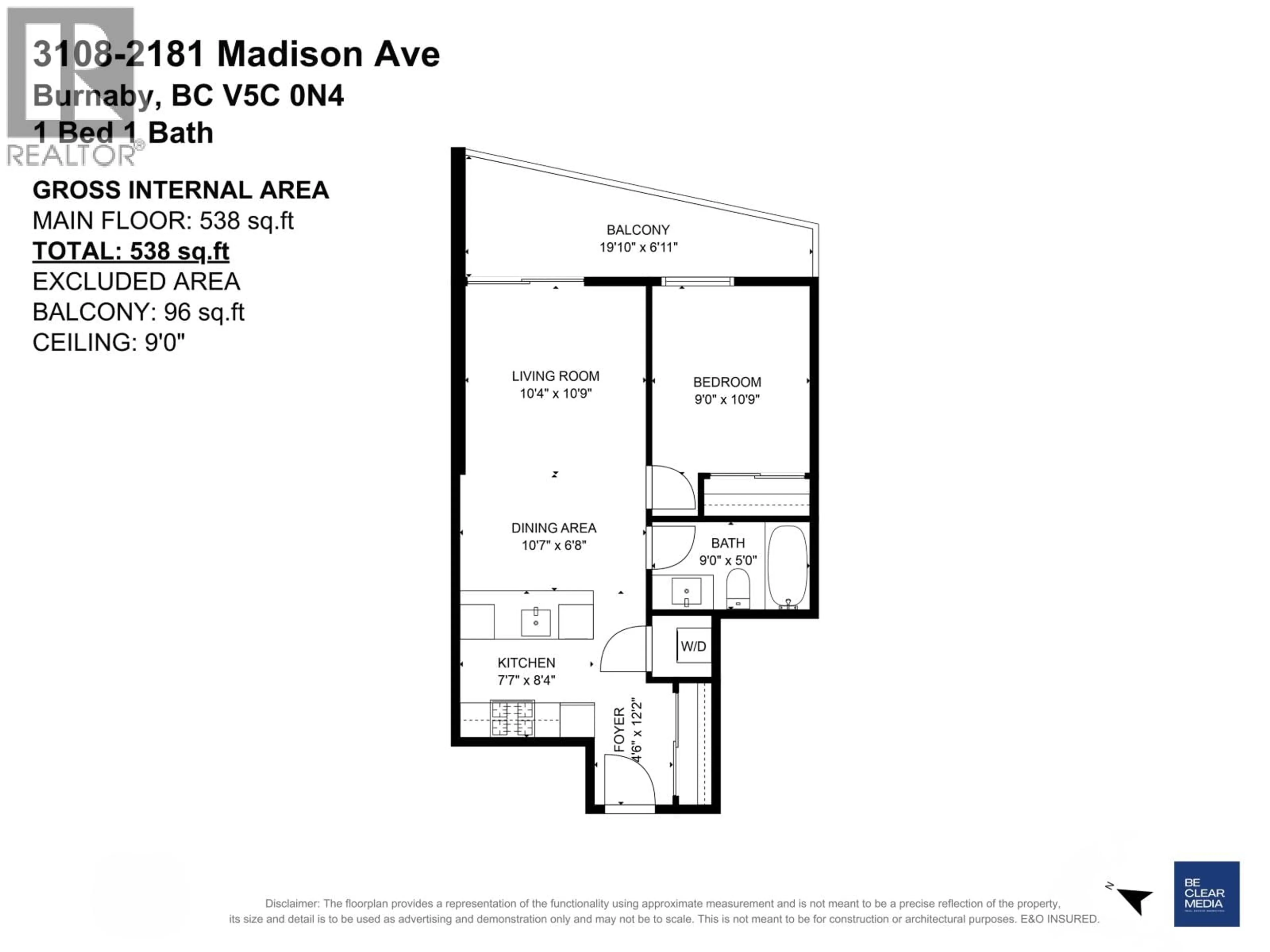 Floor plan for 3108 - 2181 MADISON AVENUE, Burnaby British Columbia V5C0N4