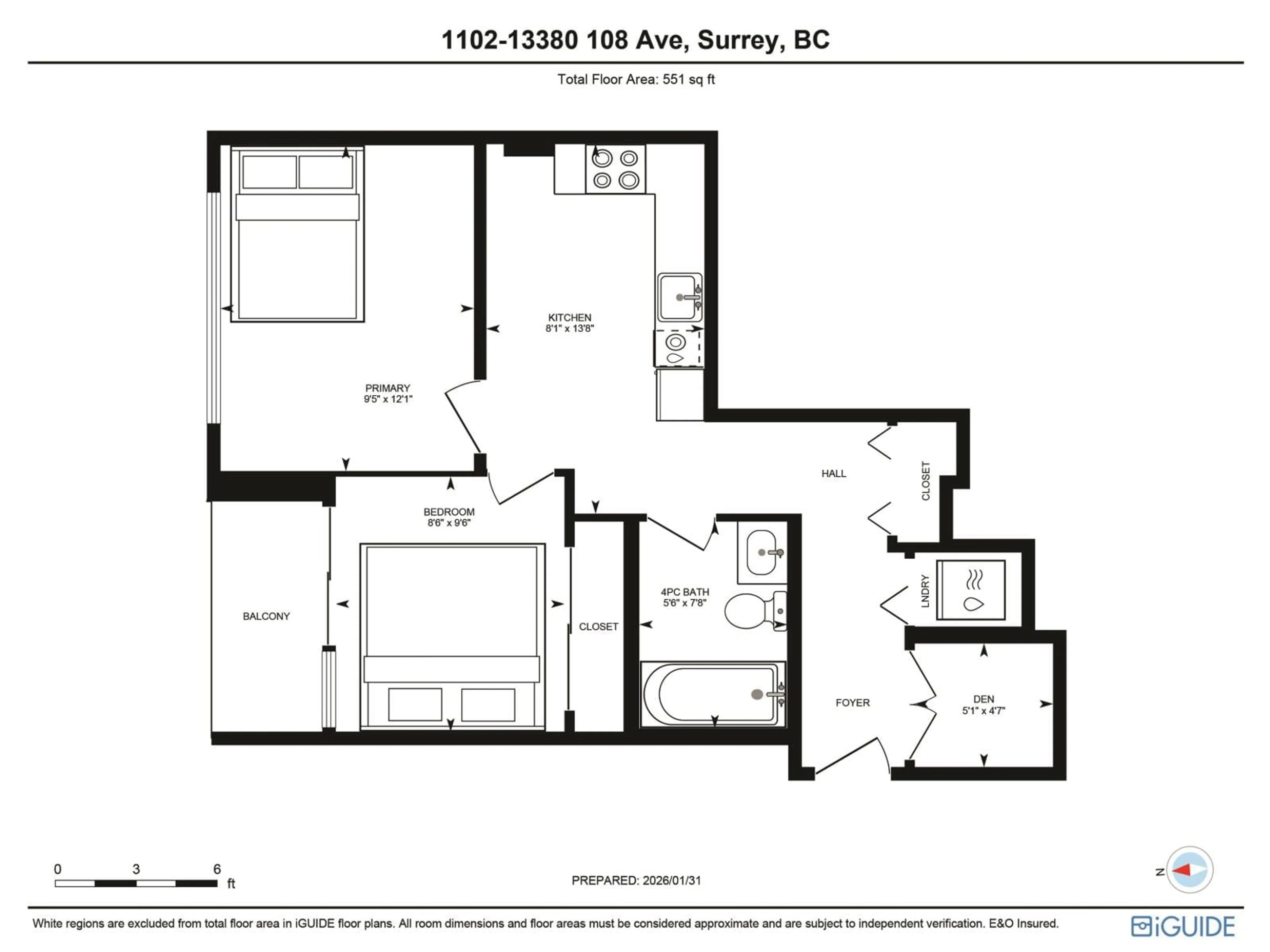 Floor plan for 1102 - 13380 108 AVENUE, Surrey British Columbia V3T0E7