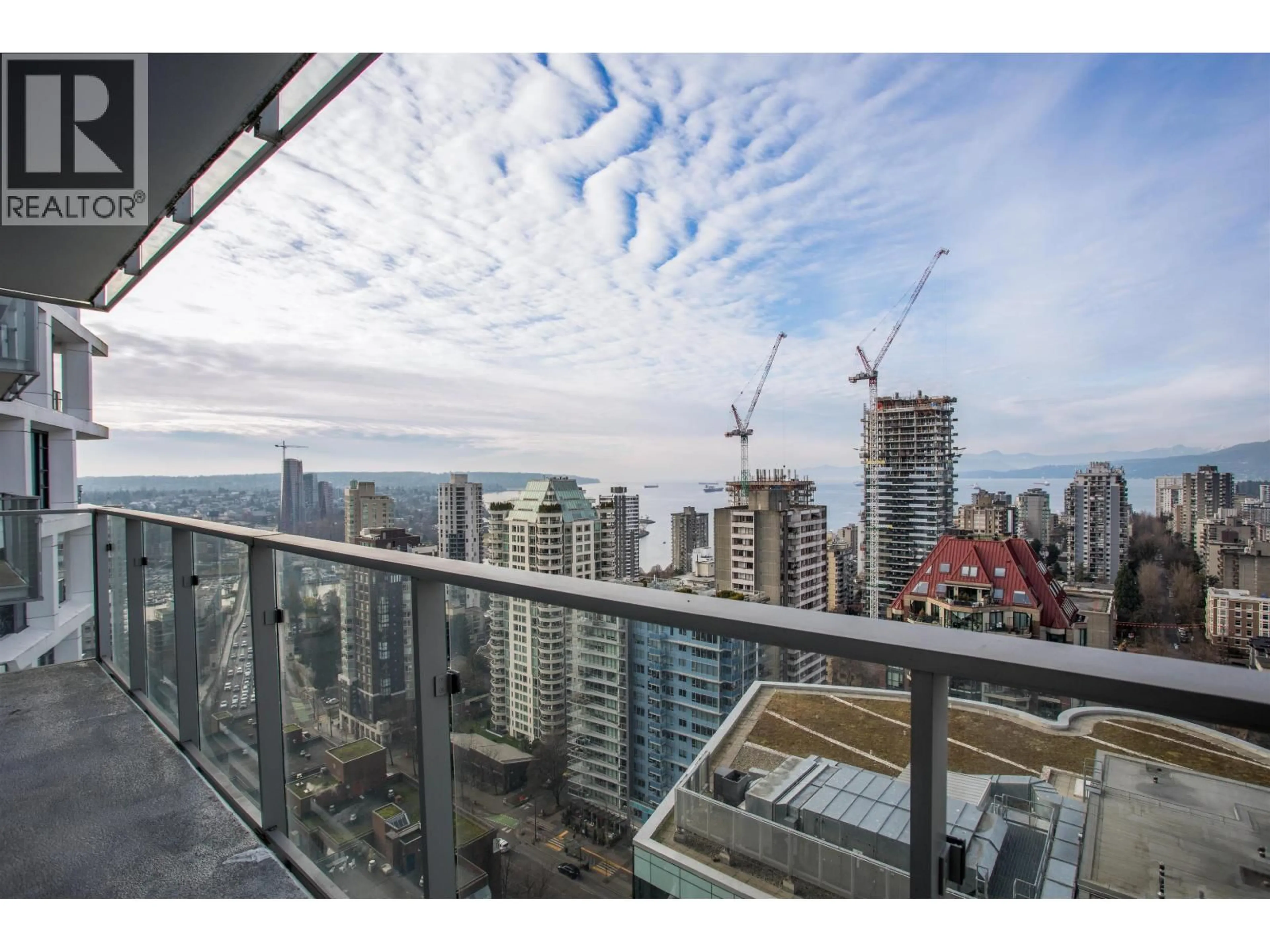 Balcony in the apartment, city buildings view from balcony for 2805 - 1289 HORNBY STREET, Vancouver British Columbia V6Z0G7