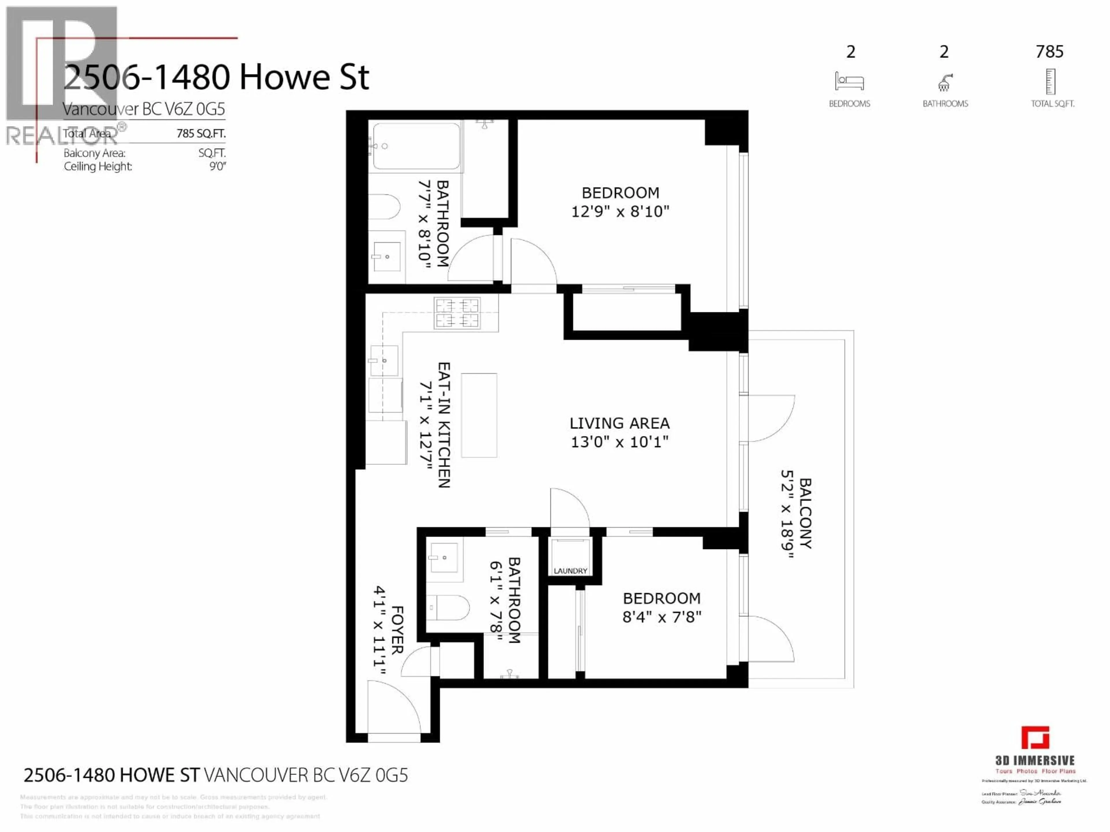 Floor plan for 2506 - 1480 HOWE STREET, Vancouver British Columbia V6Z0G5