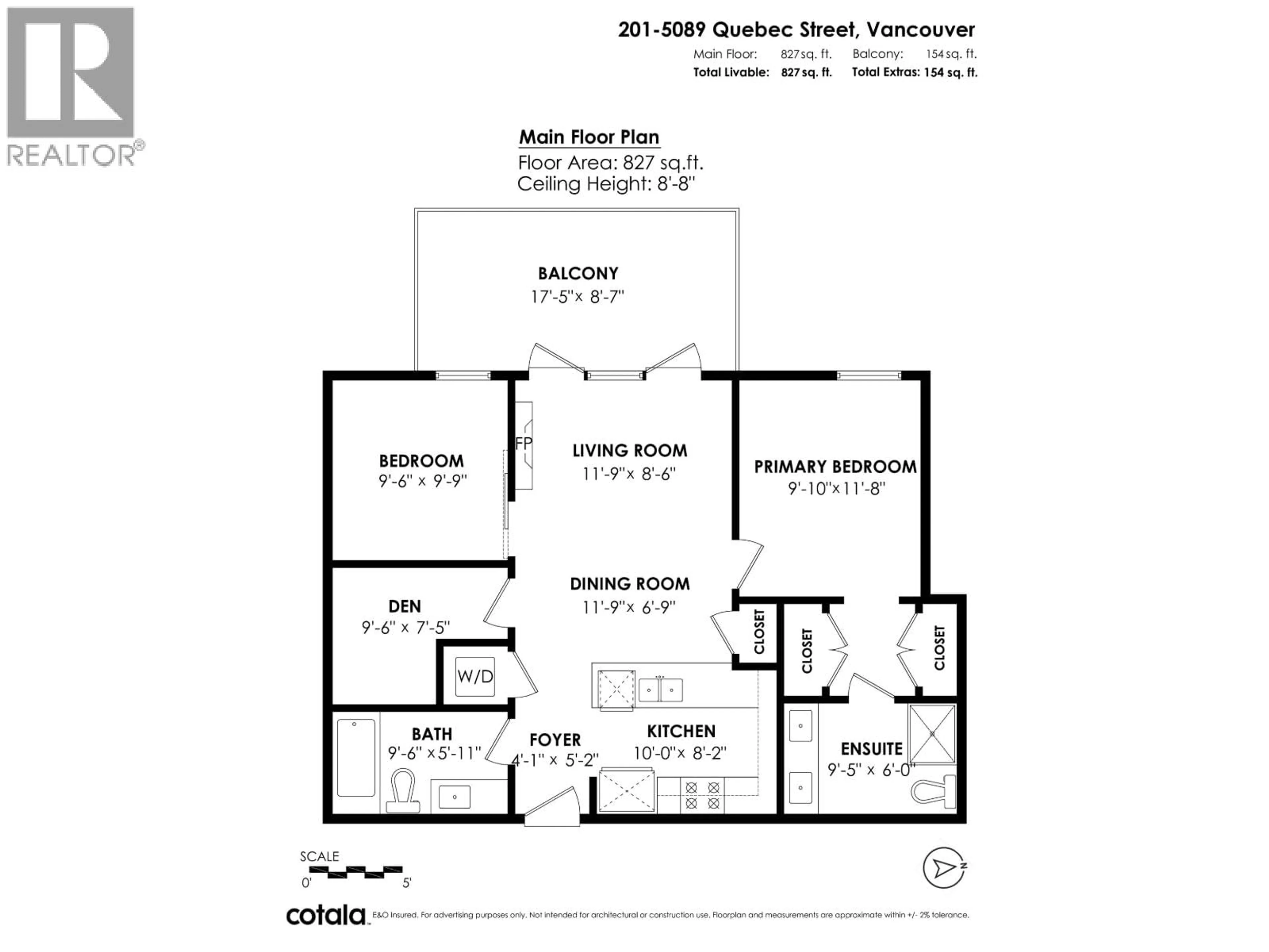 Floor plan for 201 - 5089 QUEBEC STREET, Vancouver British Columbia V5W0E5