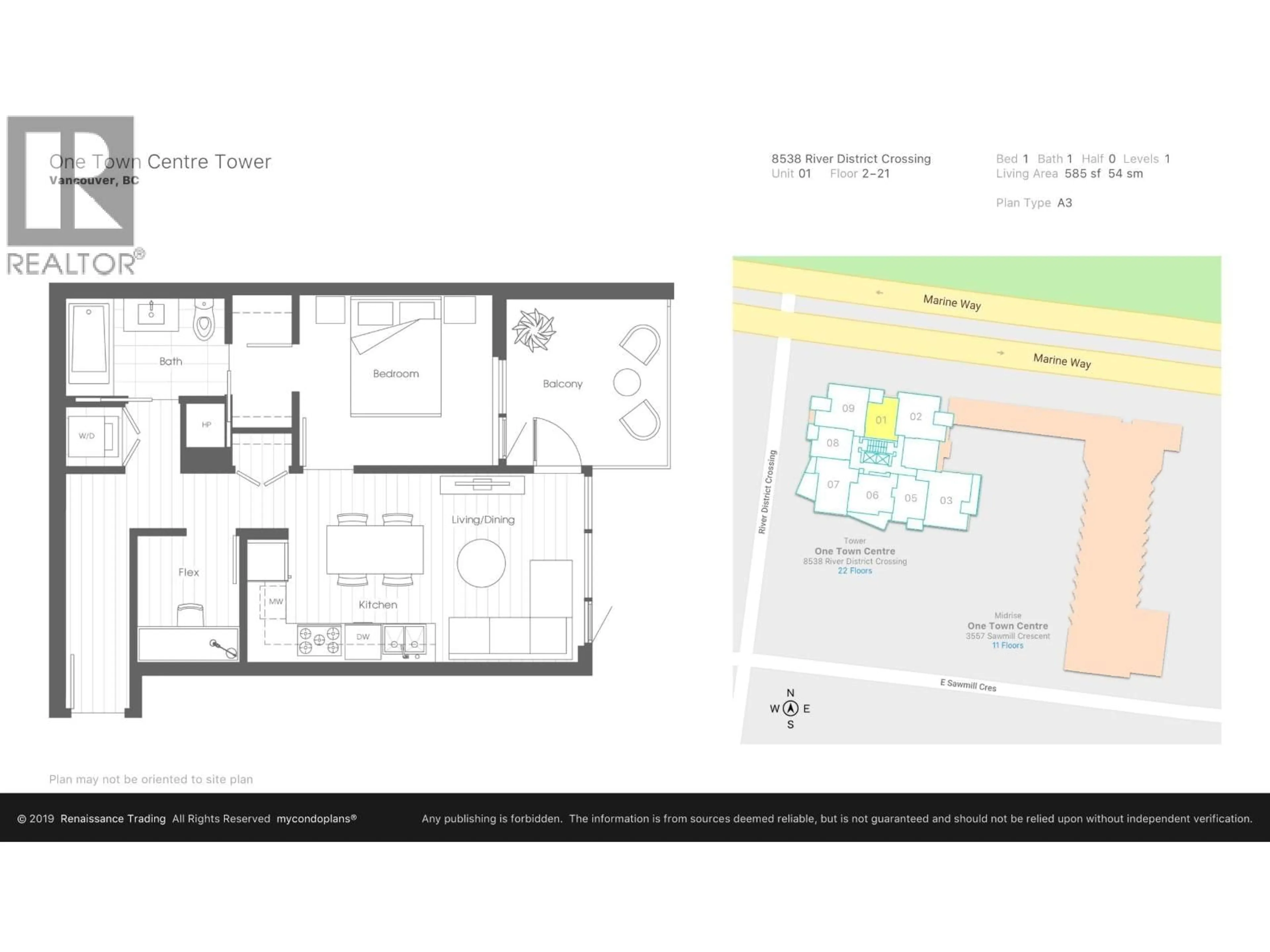 Floor plan for 601 - 8538 RIVER DISTRICT CROSSING, Vancouver British Columbia V5S0C9