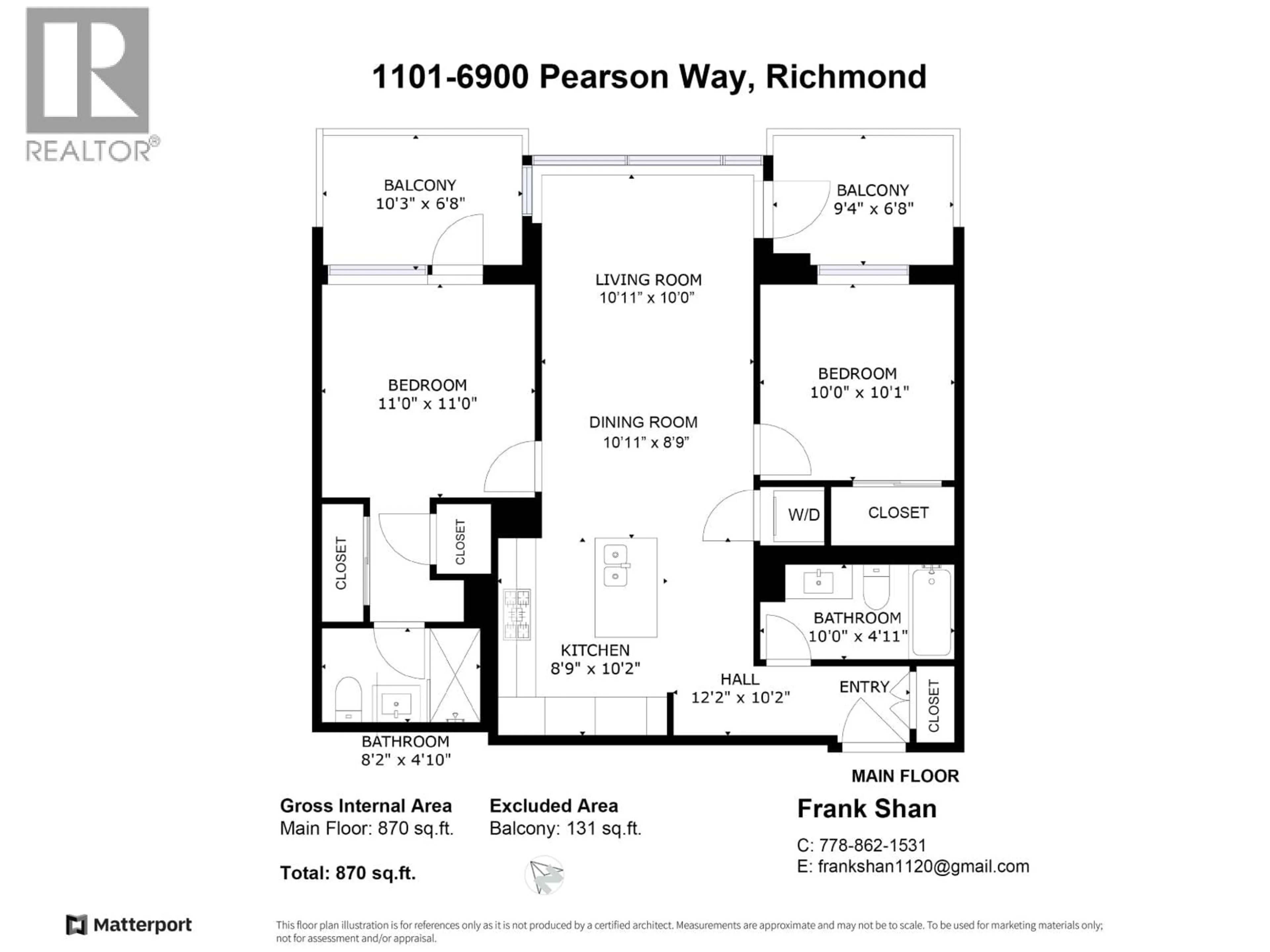 Floor plan for 1101 - 6900 PEARSON WAY, Richmond British Columbia V7C0C9