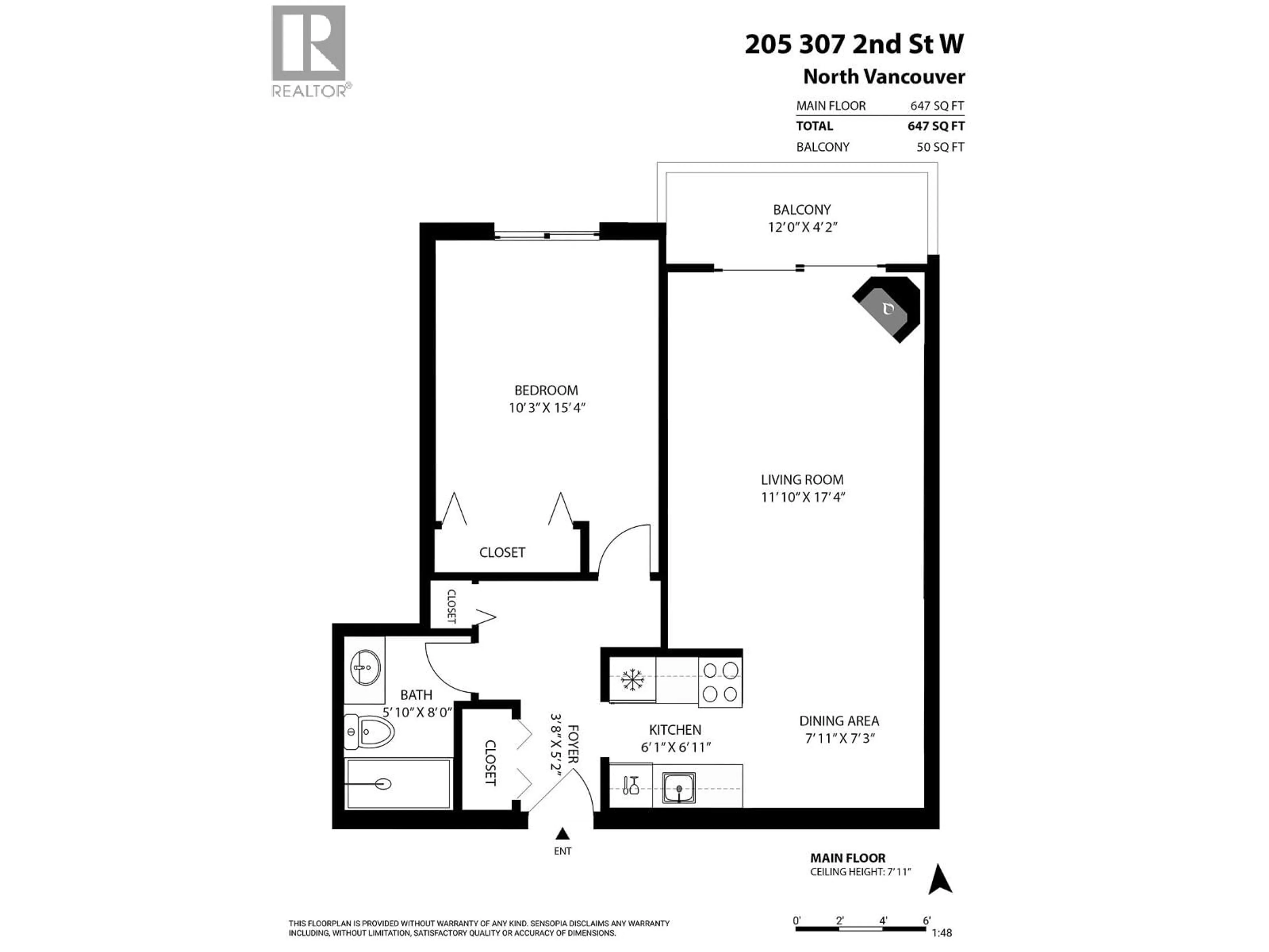 Floor plan for 205 - 307 2ND STREET, North Vancouver British Columbia V7M1E2