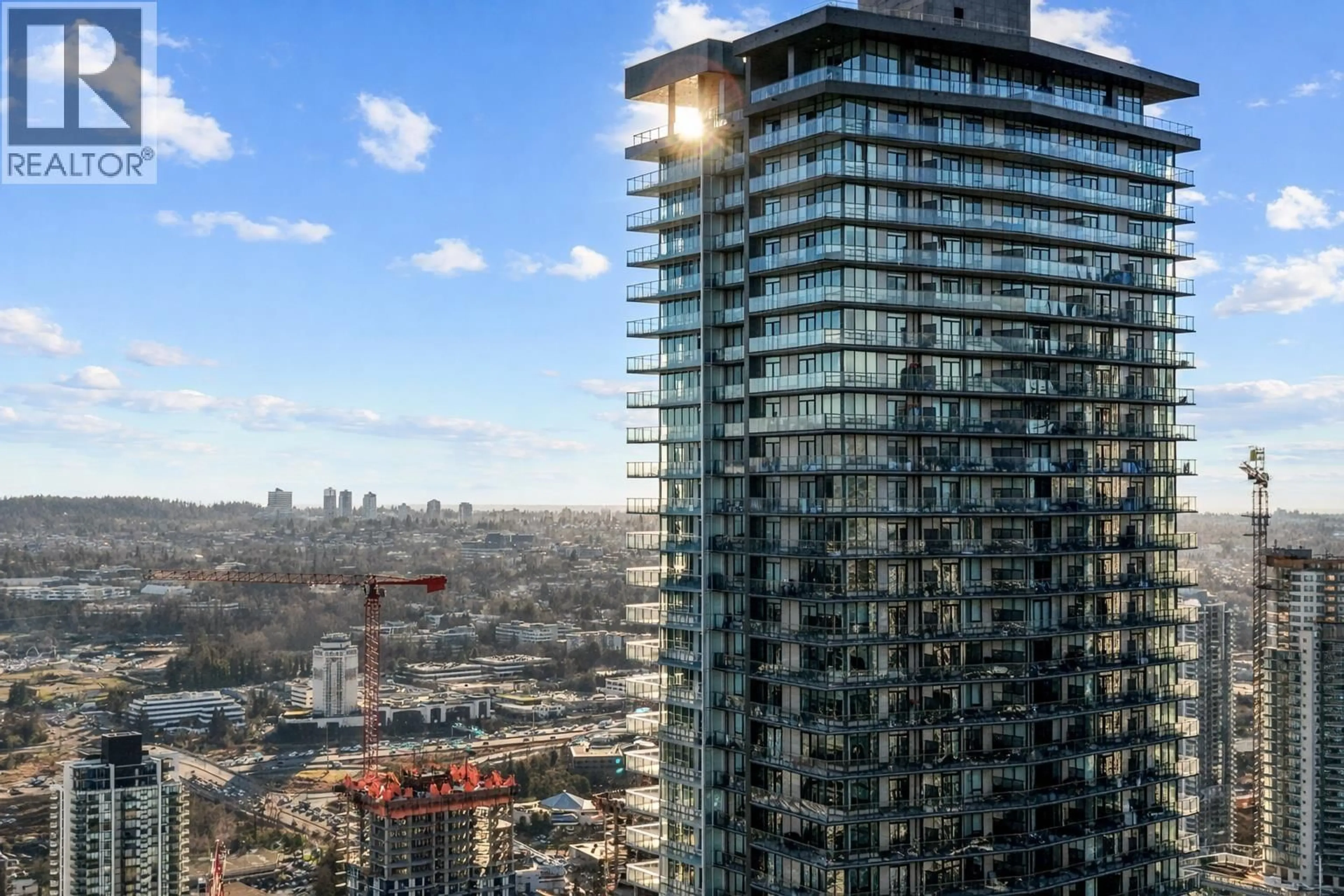 A pic from outside/outdoor area/front of a property/back of a property/a pic from drone, city buildings view from balcony for 3705 - 4650 BRENTWOOD BOULEVARD, Burnaby British Columbia V5C0M3