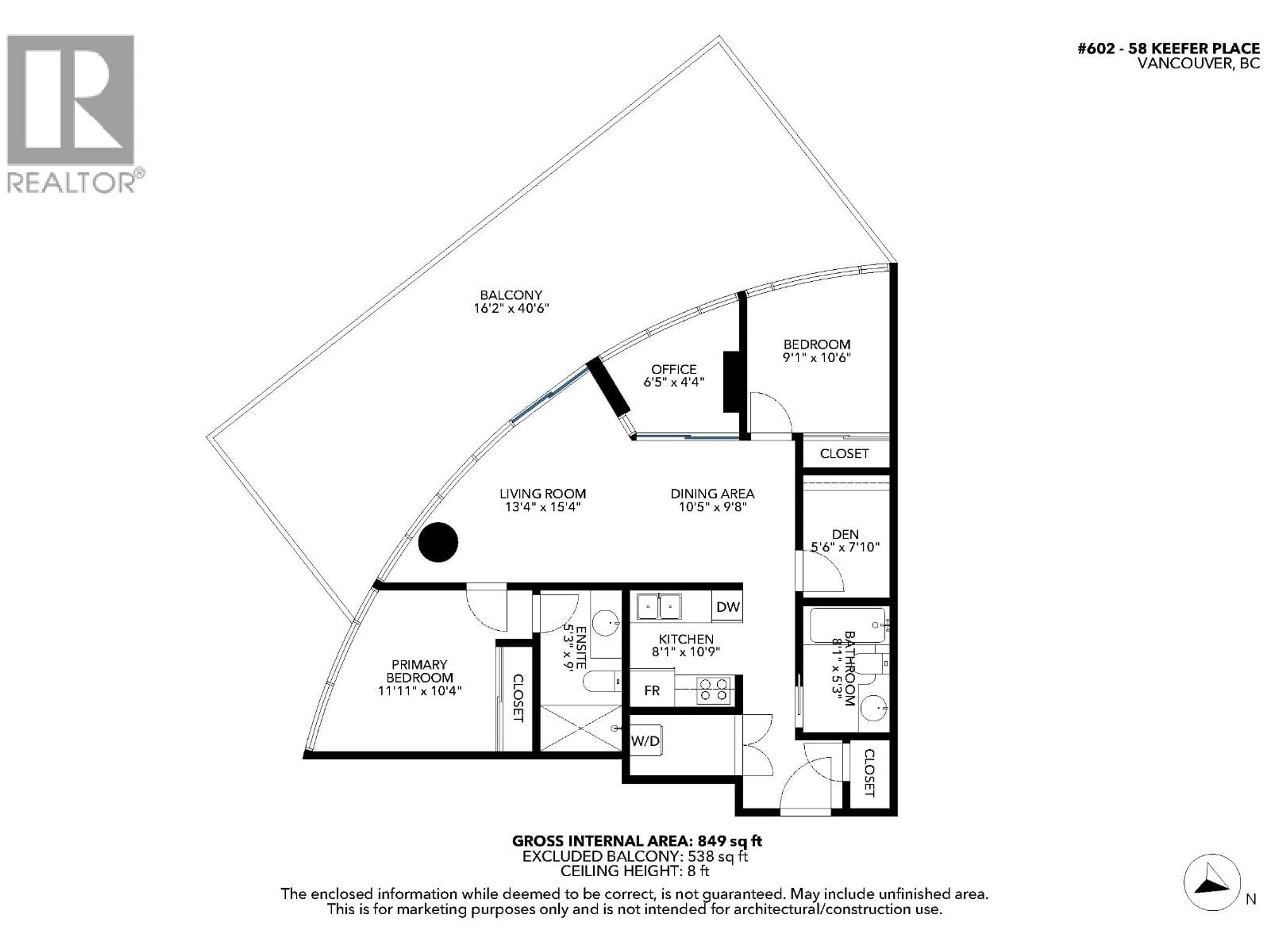 Floor plan for 602 - 58 KEEFER PLACE, Vancouver British Columbia V6B0B8