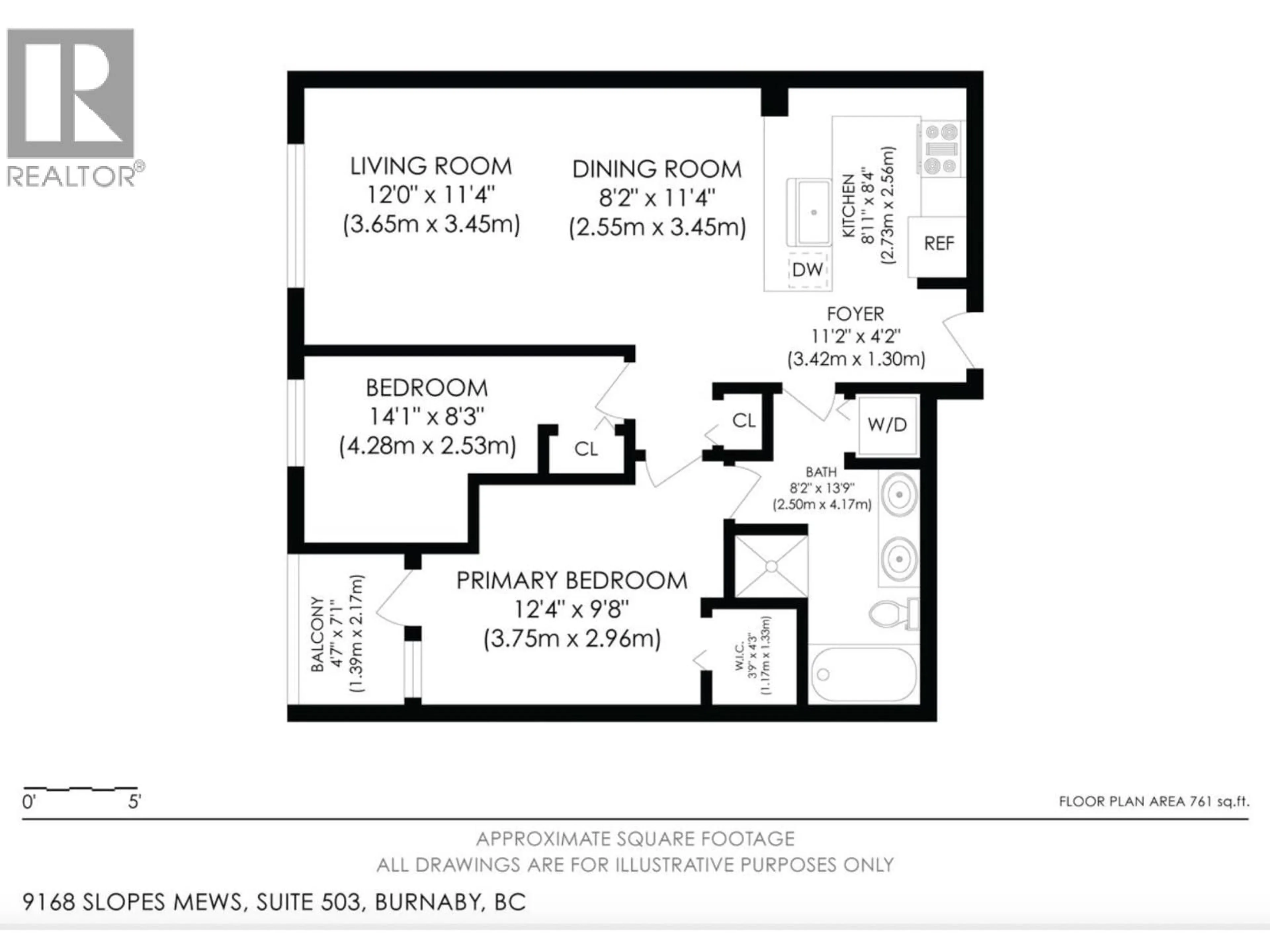 Floor plan for 503 - 9168 SLOPES MEWS, Burnaby British Columbia V5A0E4