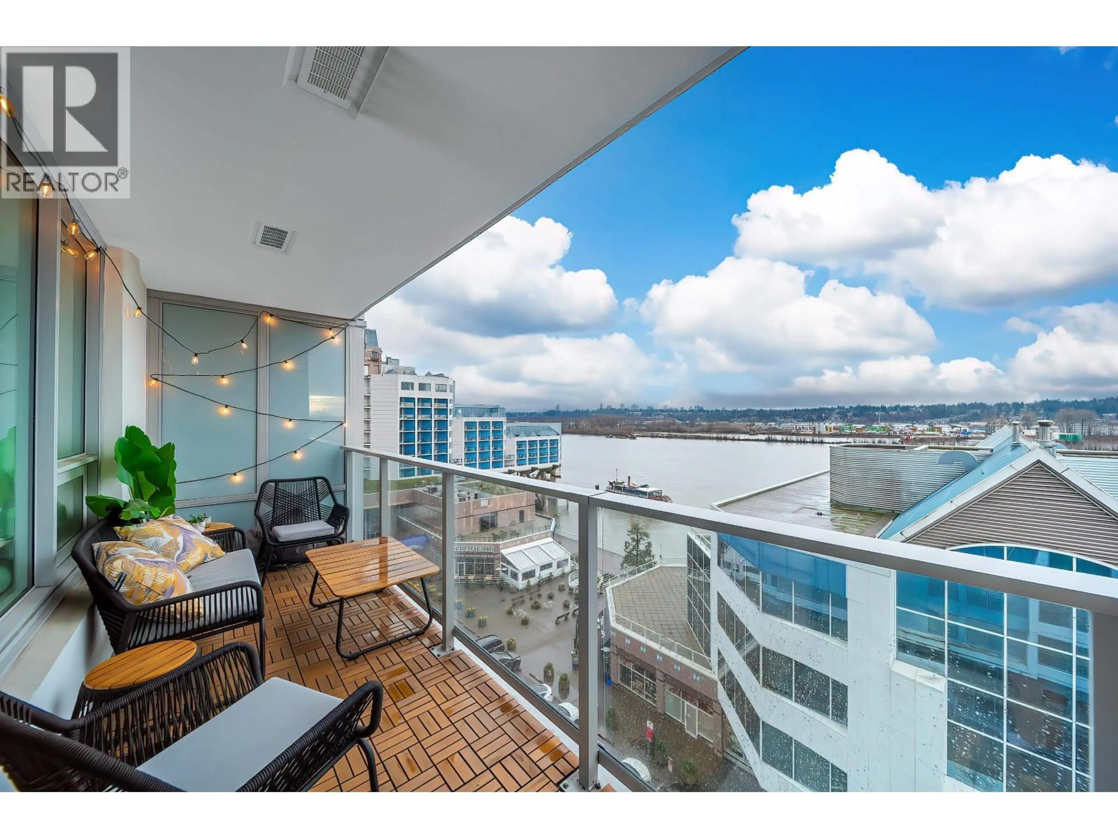 Balcony in the apartment, water/lake/river/ocean view for 710 - 988 QUAYSIDE DRIVE, New Westminster British Columbia V3M0L5