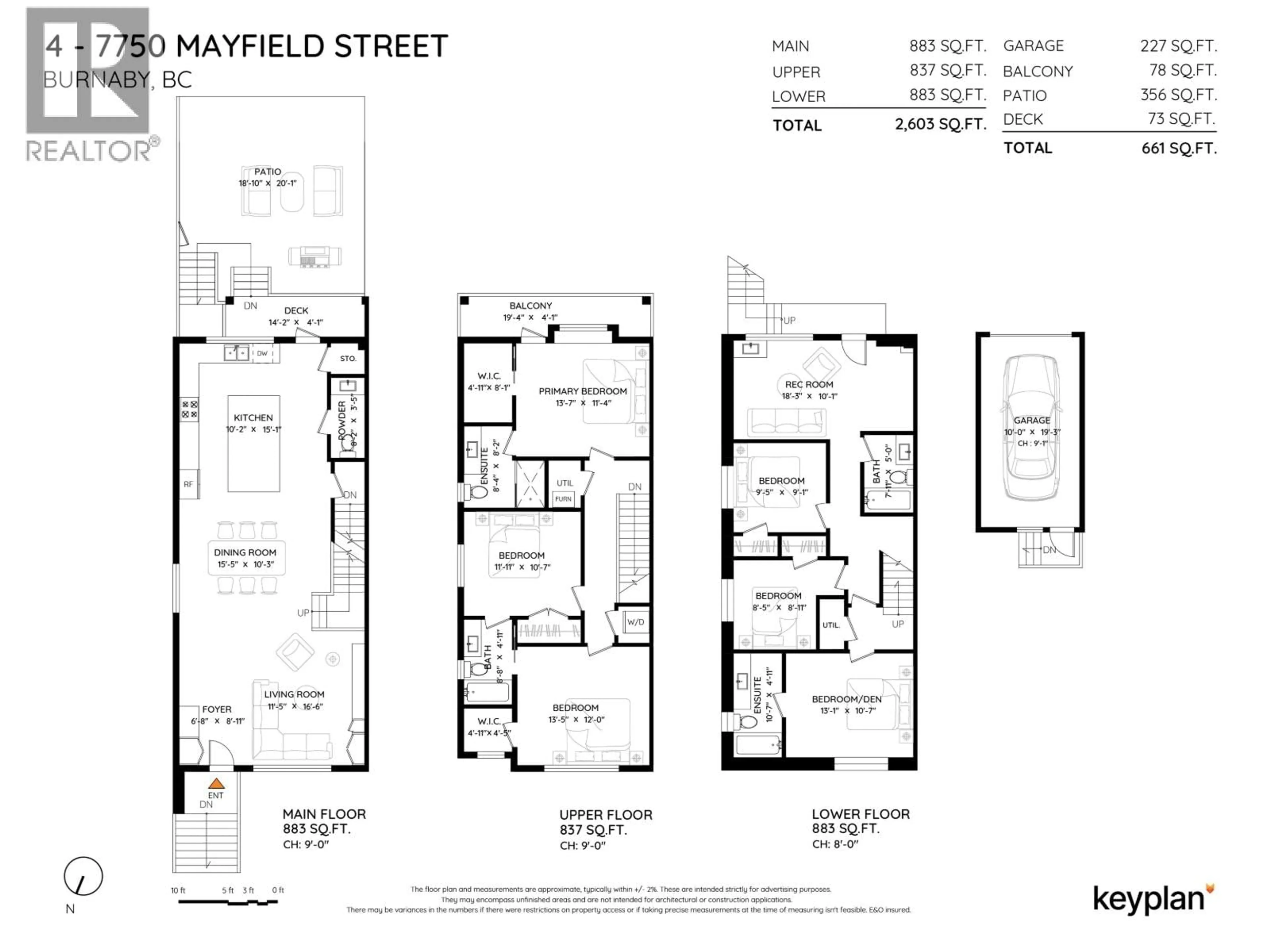 Floor plan for 4 - 7750 MAYFIELD STREET, Burnaby British Columbia V5E2J6