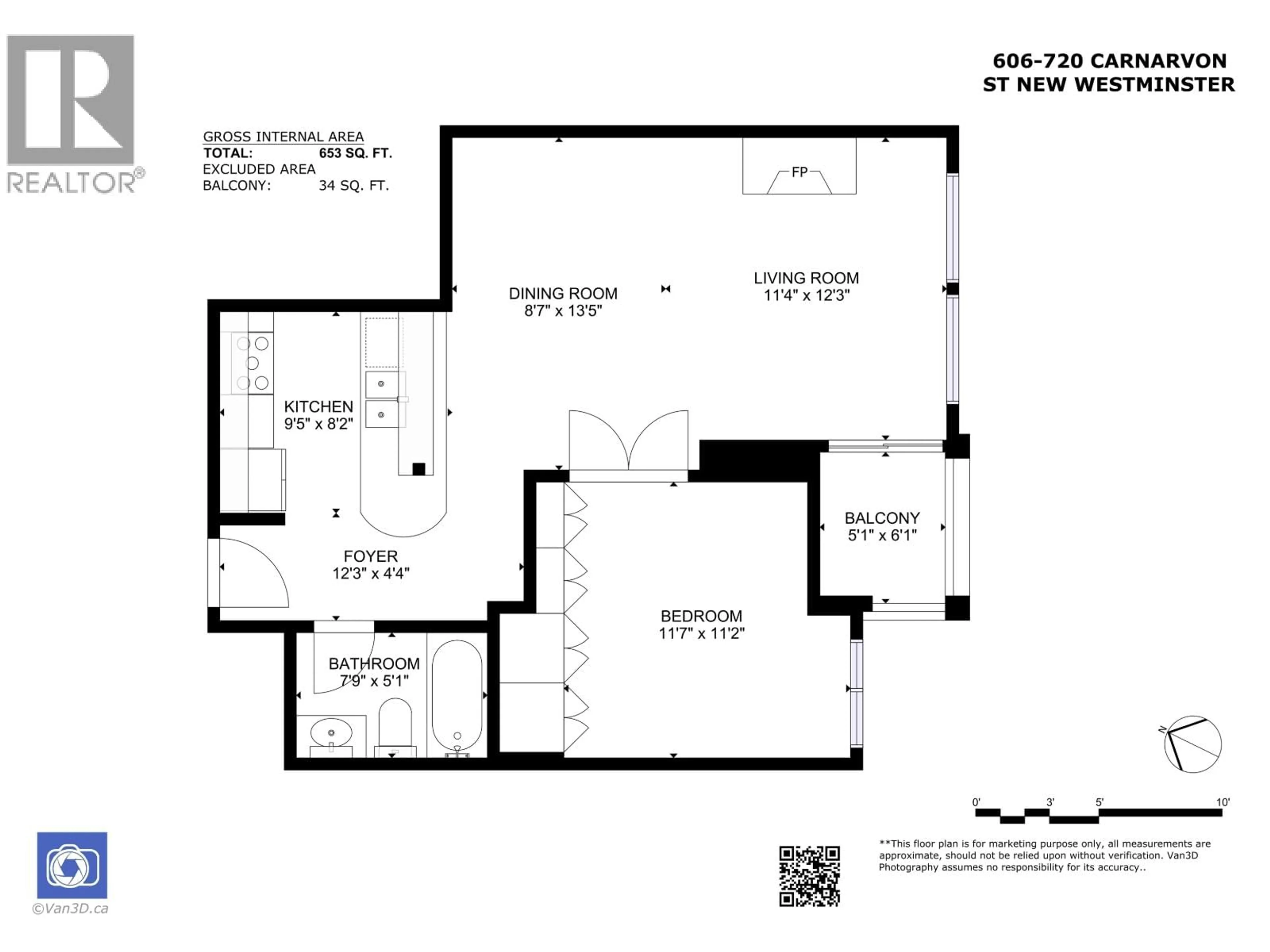 Floor plan for 606 - 720 CARNARVON STREET, New Westminster British Columbia V3M6S2