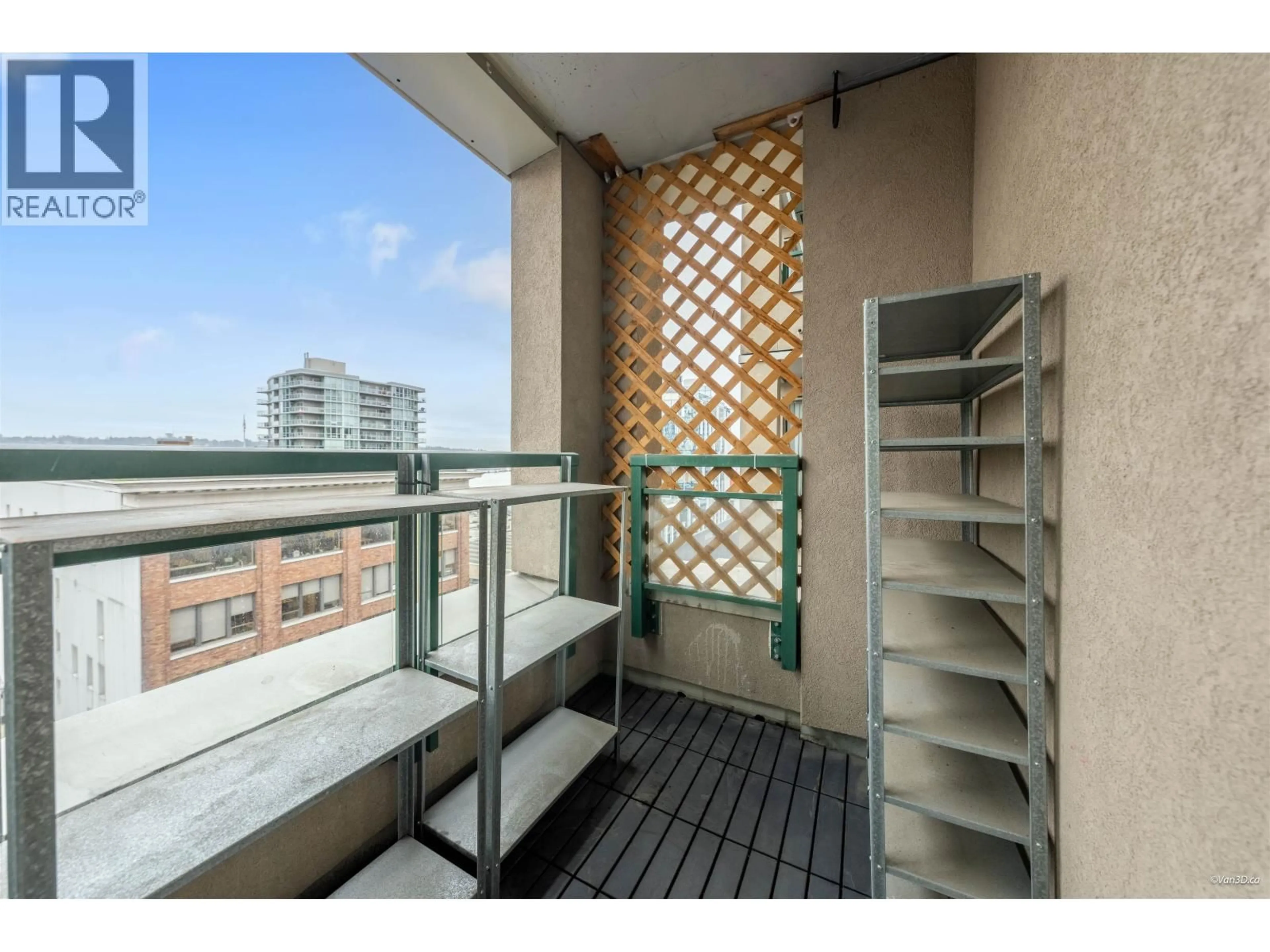 Balcony in the apartment, city buildings view from balcony for 606 - 720 CARNARVON STREET, New Westminster British Columbia V3M6S2