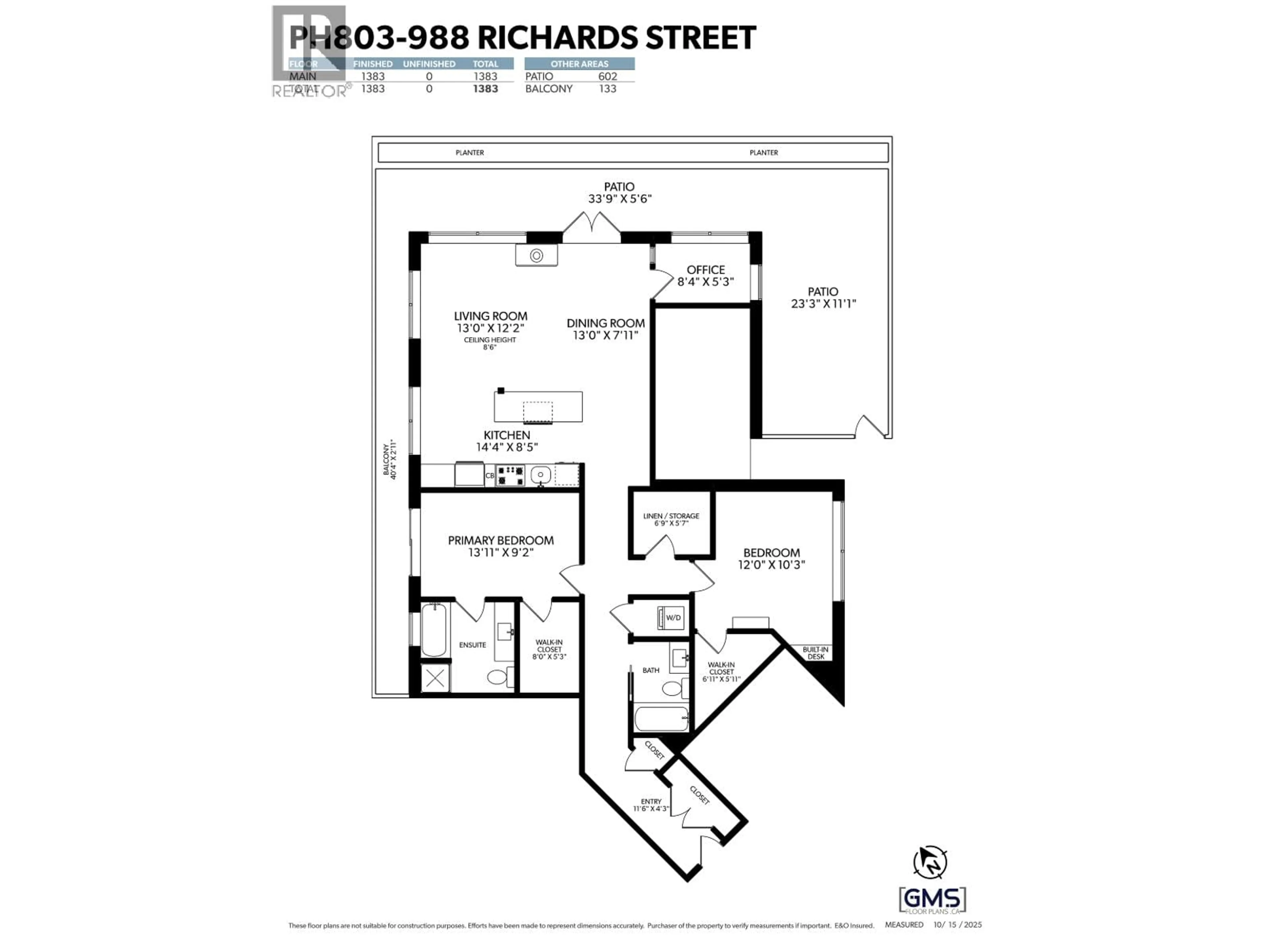 Floor plan for PH803 - 988 RICHARDS STREET, Vancouver British Columbia V6B8R2