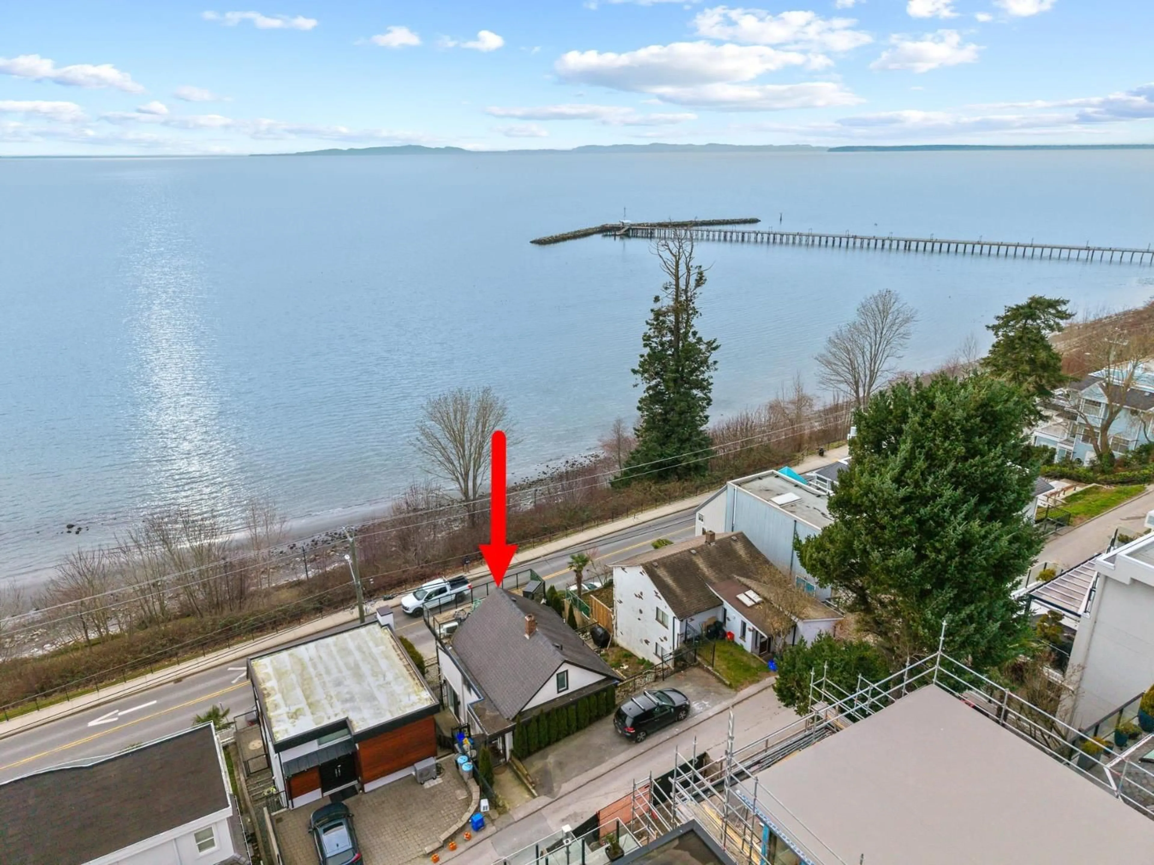 A pic from outside/outdoor area/front of a property/back of a property/a pic from drone, water/lake/river/ocean view for 15289 MARINE DRIVE, White Rock British Columbia V4B1C7