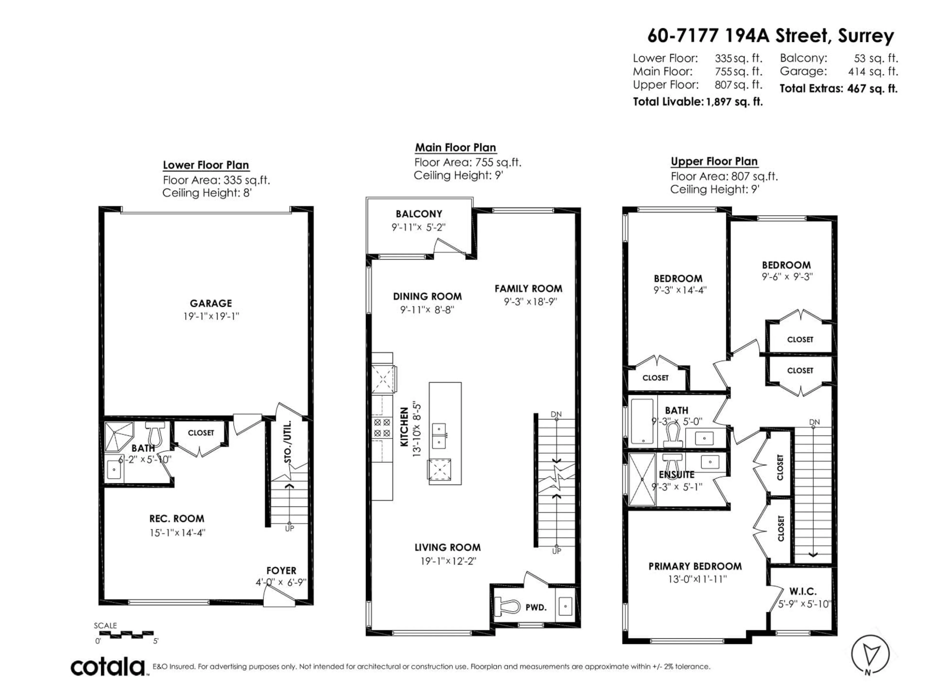 Floor plan for 60 - 7177 194A STREET, Surrey British Columbia V4N1N3