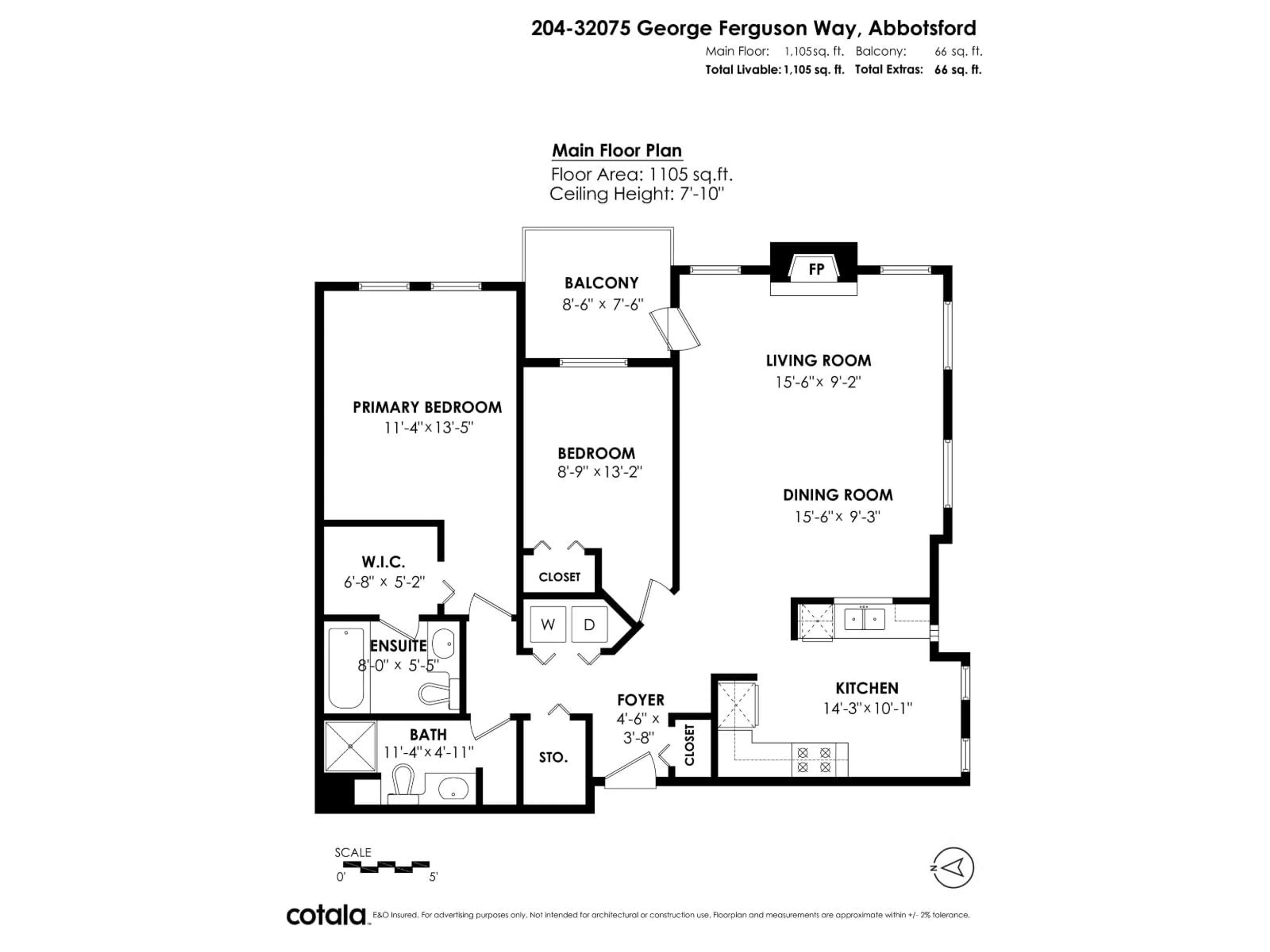 Floor plan for 204 - 32075 GEORGE FERGUSON WAY, Abbotsford British Columbia V2T2K7