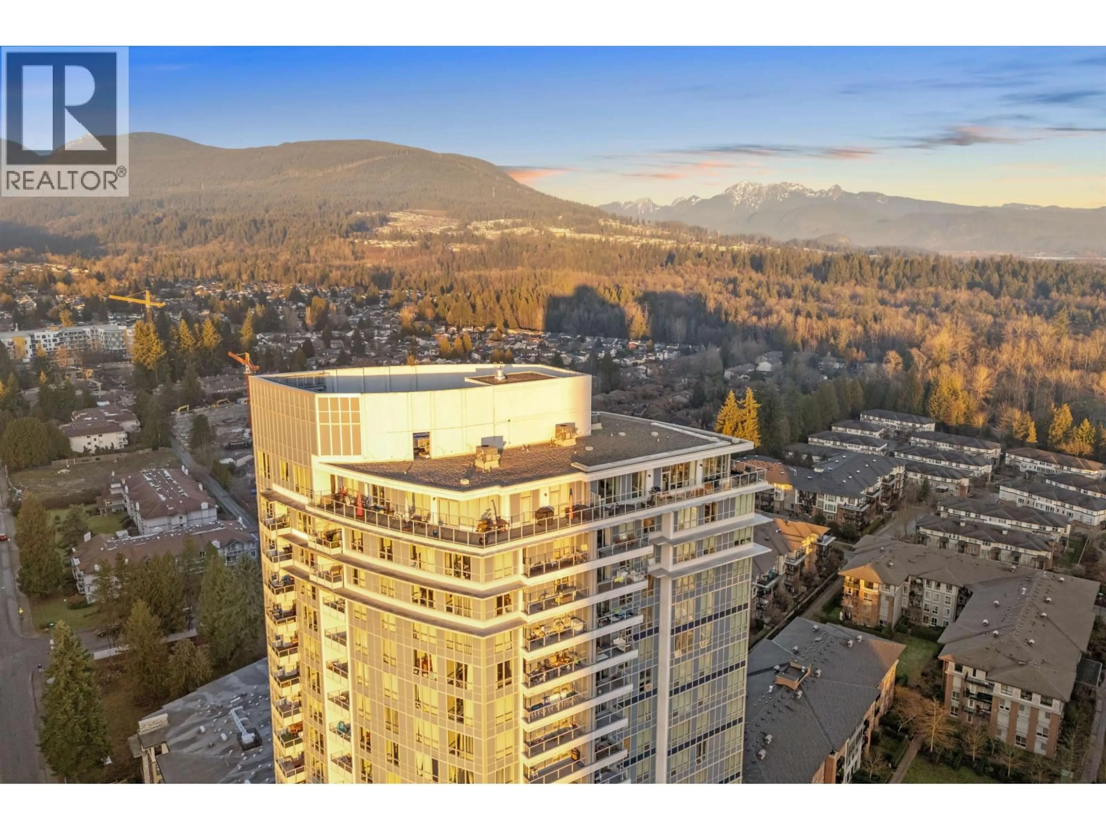 A pic from outside/outdoor area/front of a property/back of a property/a pic from drone, mountain view for 2903 - 3093 WINDSOR GATE, Coquitlam British Columbia V3B0N2