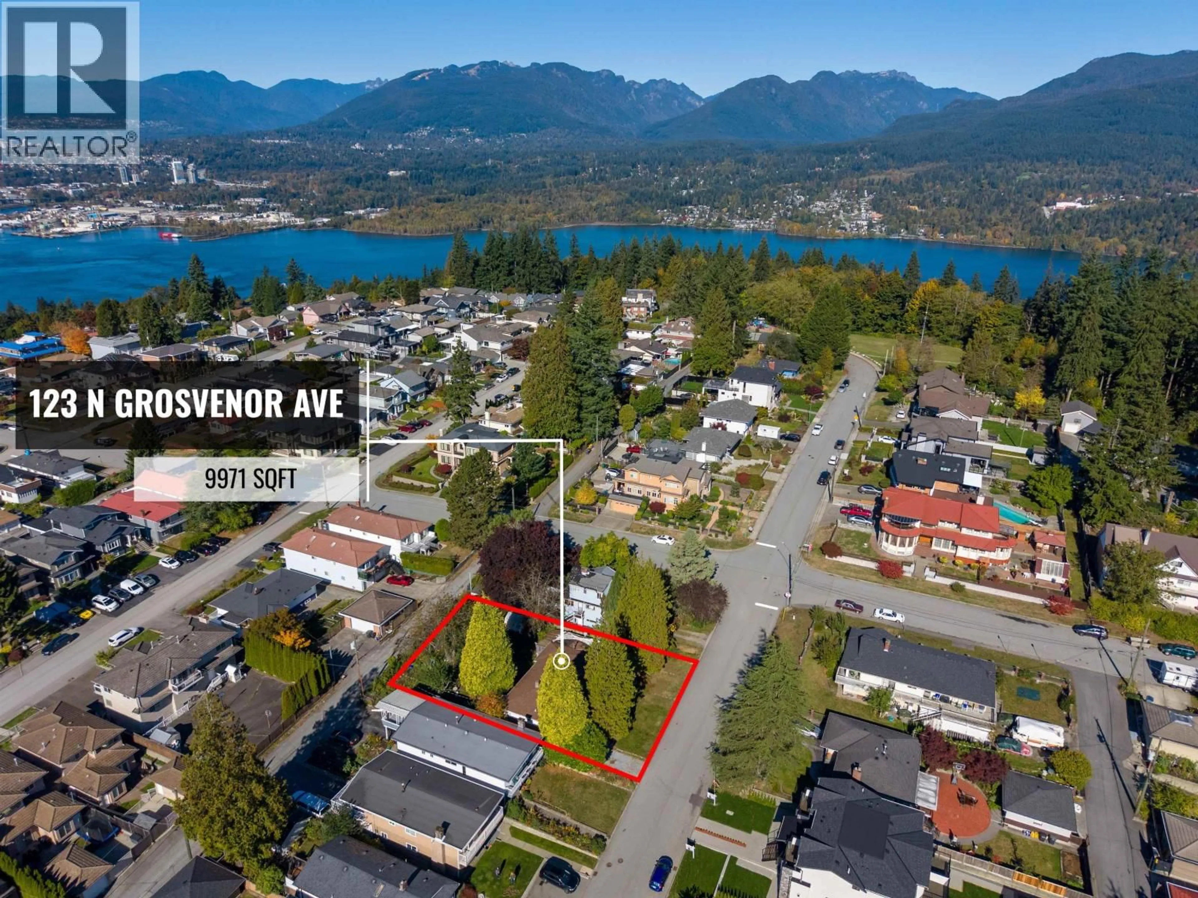 A pic from outside/outdoor area/front of a property/back of a property/a pic from drone, water/lake/river/ocean view for 123 GROSVENOR AVENUE, Burnaby British Columbia V5B1J1