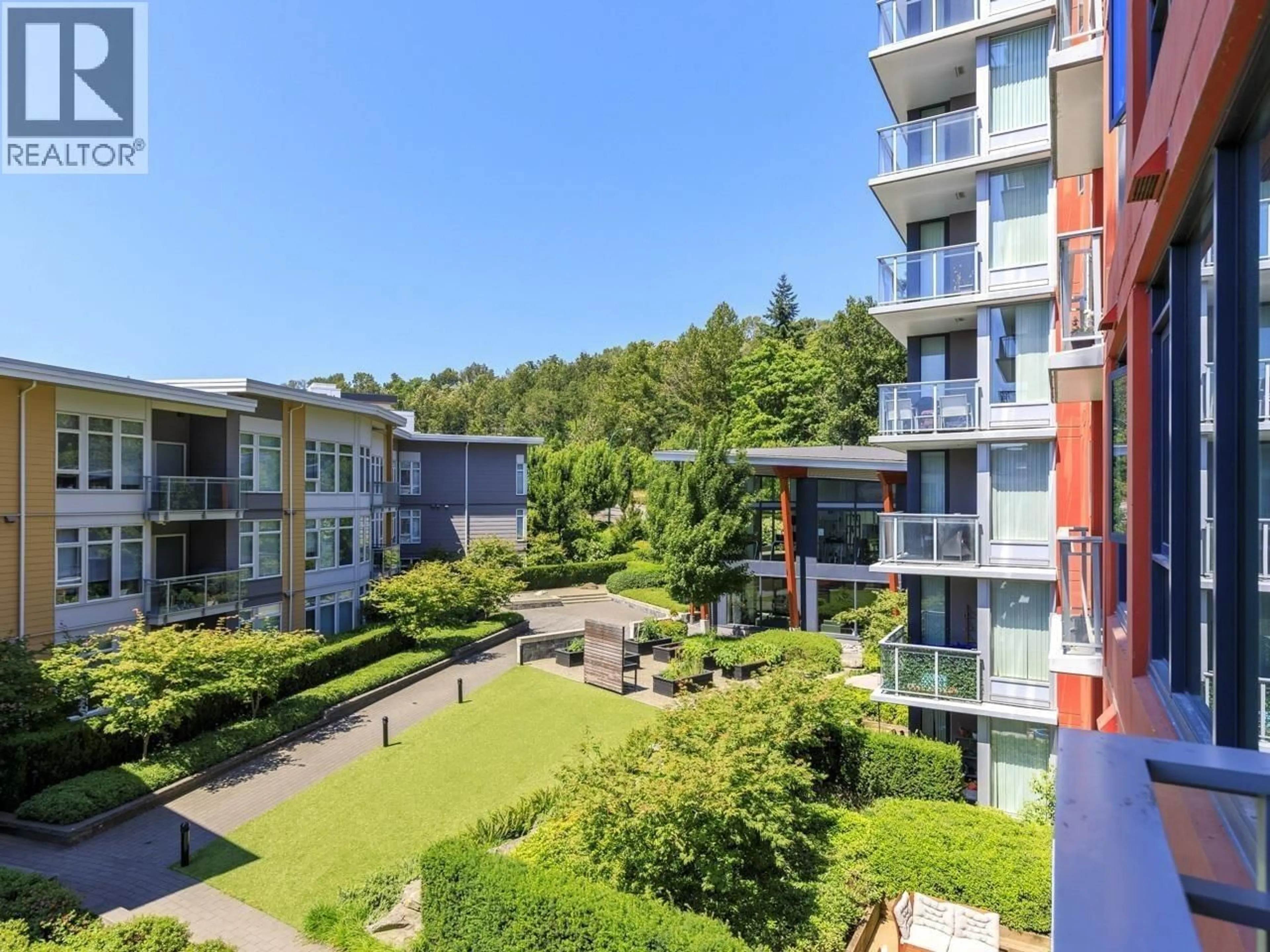 A pic from outside/outdoor area/front of a property/back of a property/a pic from drone, city buildings view from balcony for 506 - 3281 KENT AVENUE NORTH, Vancouver British Columbia V5S0C4