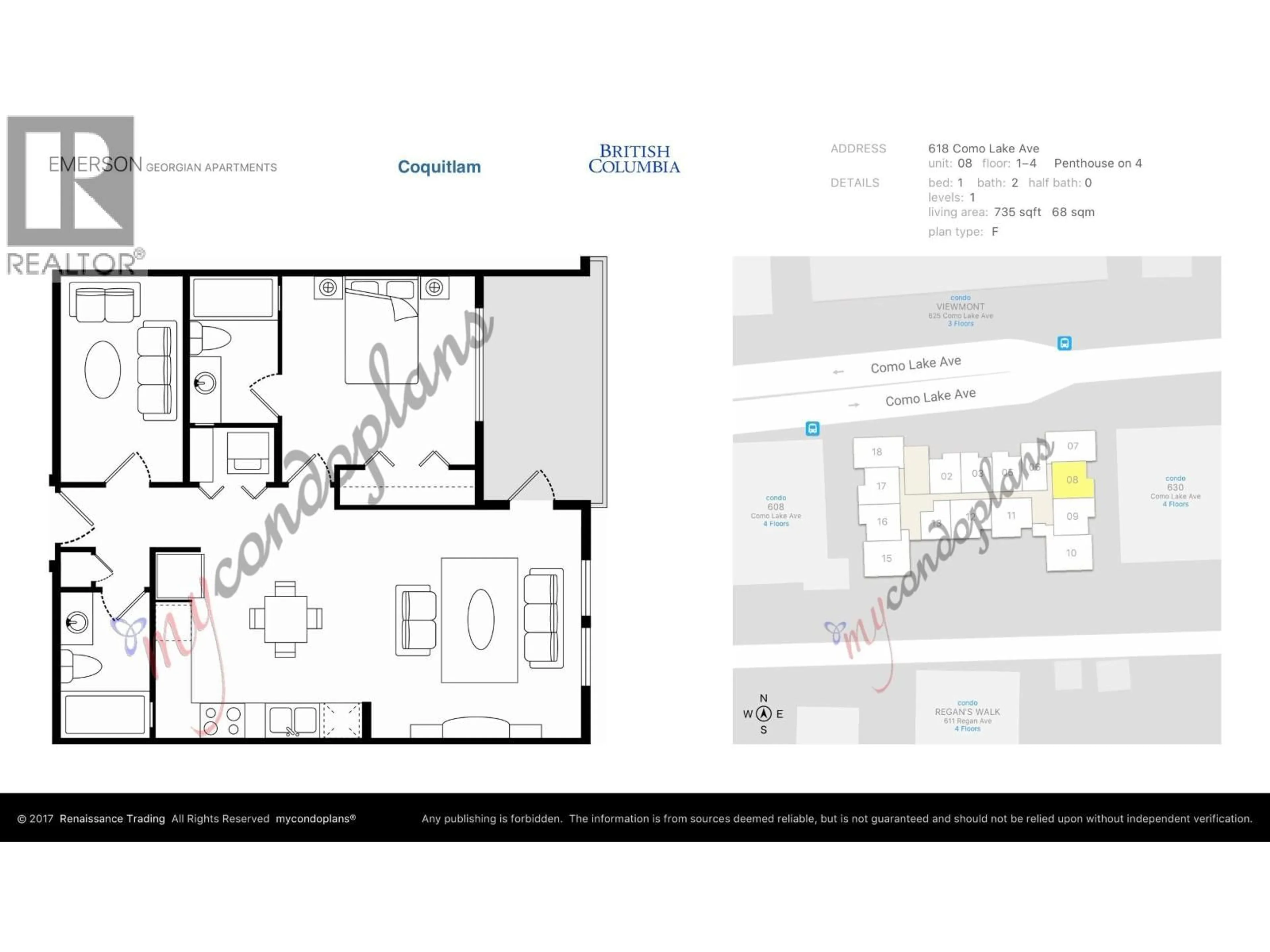 Floor plan for 308 - 618 COMO LAKE AVENUE, Coquitlam British Columbia V3J0G1