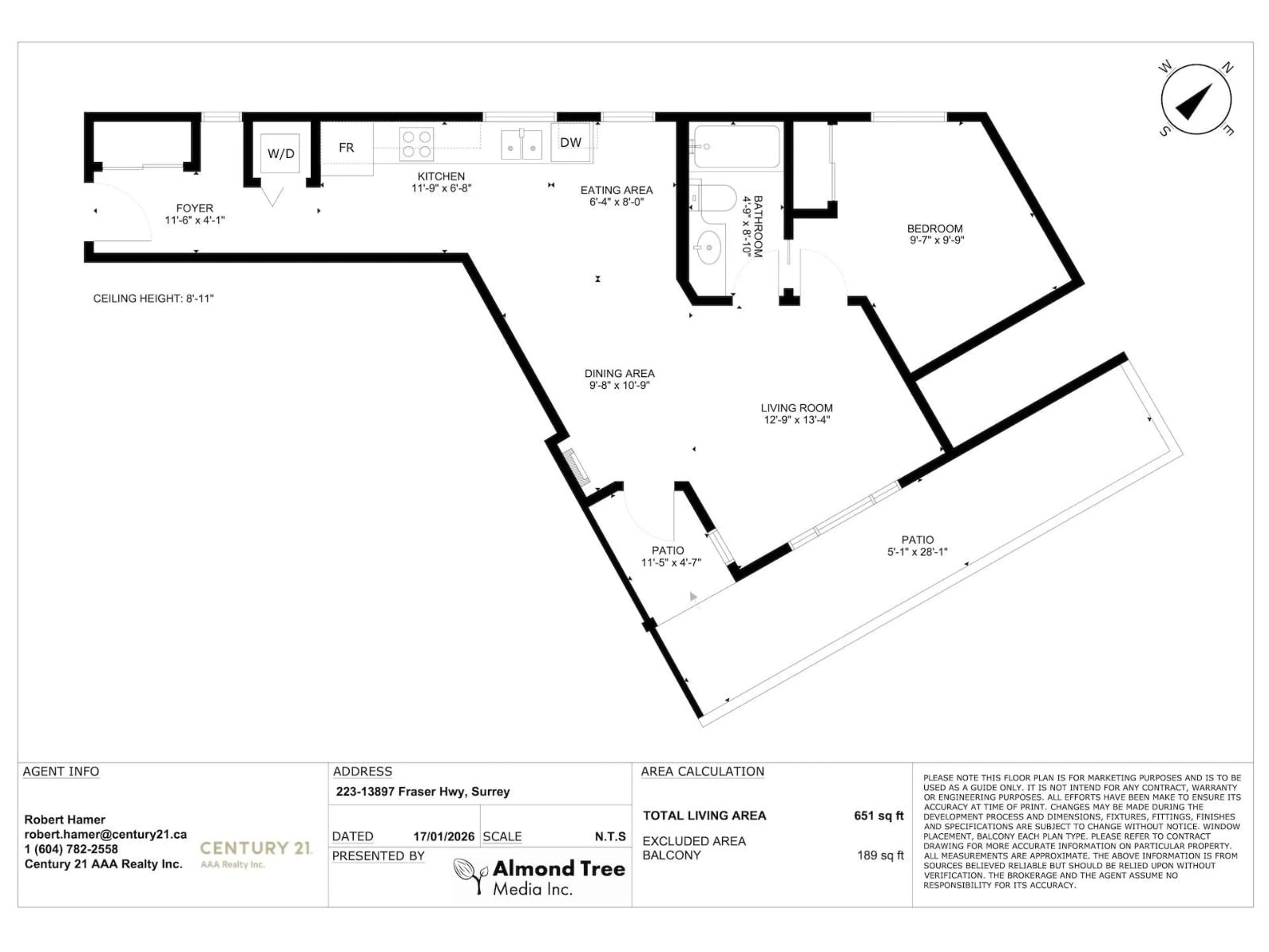 Floor plan for 223 - 13897 FRASER HIGHWAY, Surrey British Columbia V3T0G8