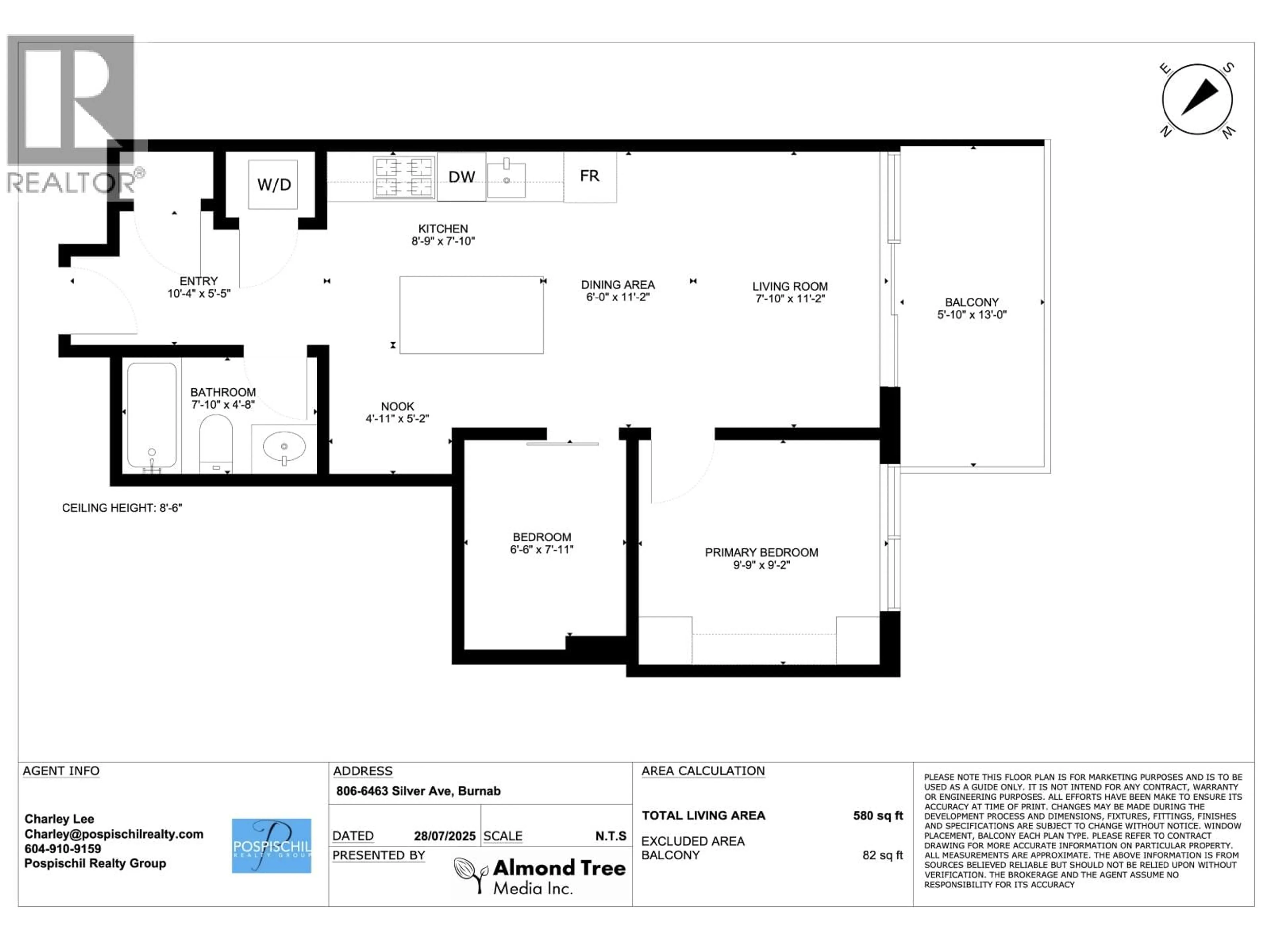 Floor plan for 806 - 6463 SILVER AVENUE, Burnaby British Columbia V5H0K4