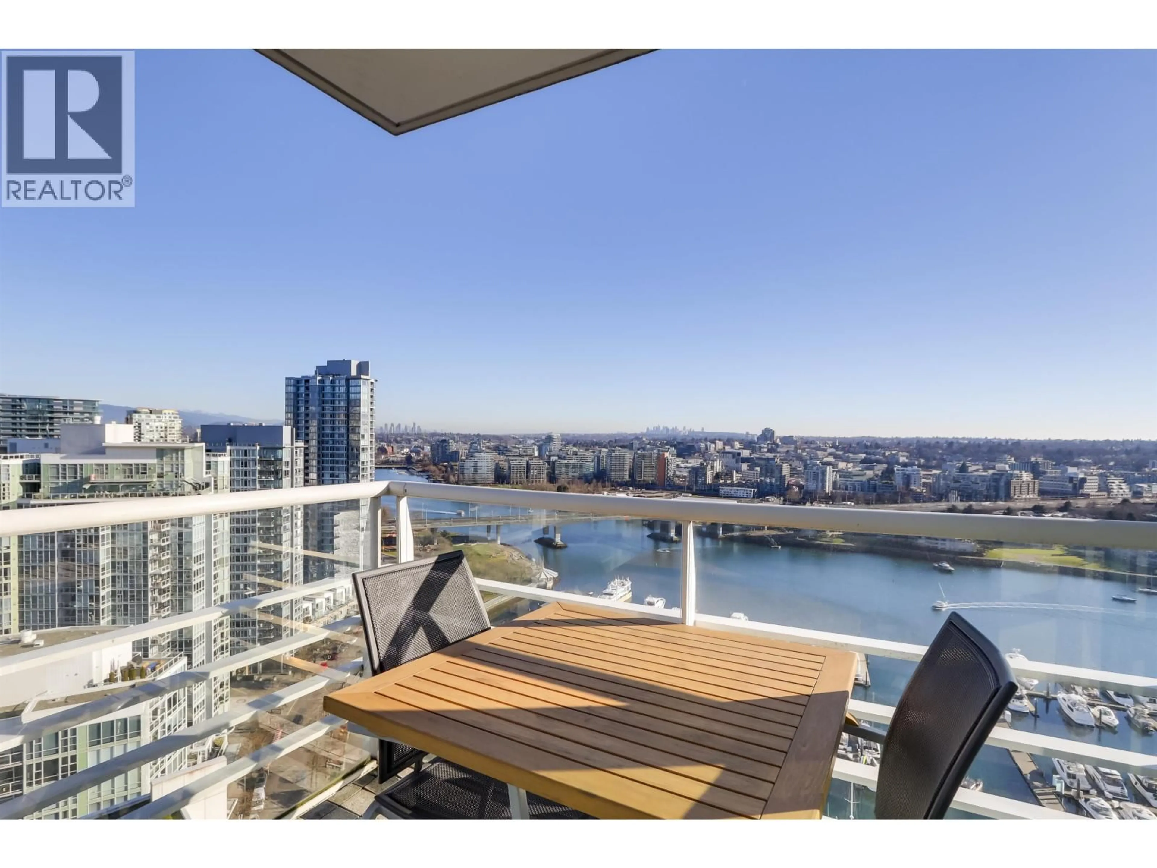 Balcony in the apartment, water/lake/river/ocean view for 3002 - 1199 MARINASIDE CRESCENT, Vancouver British Columbia V6Z2Y2
