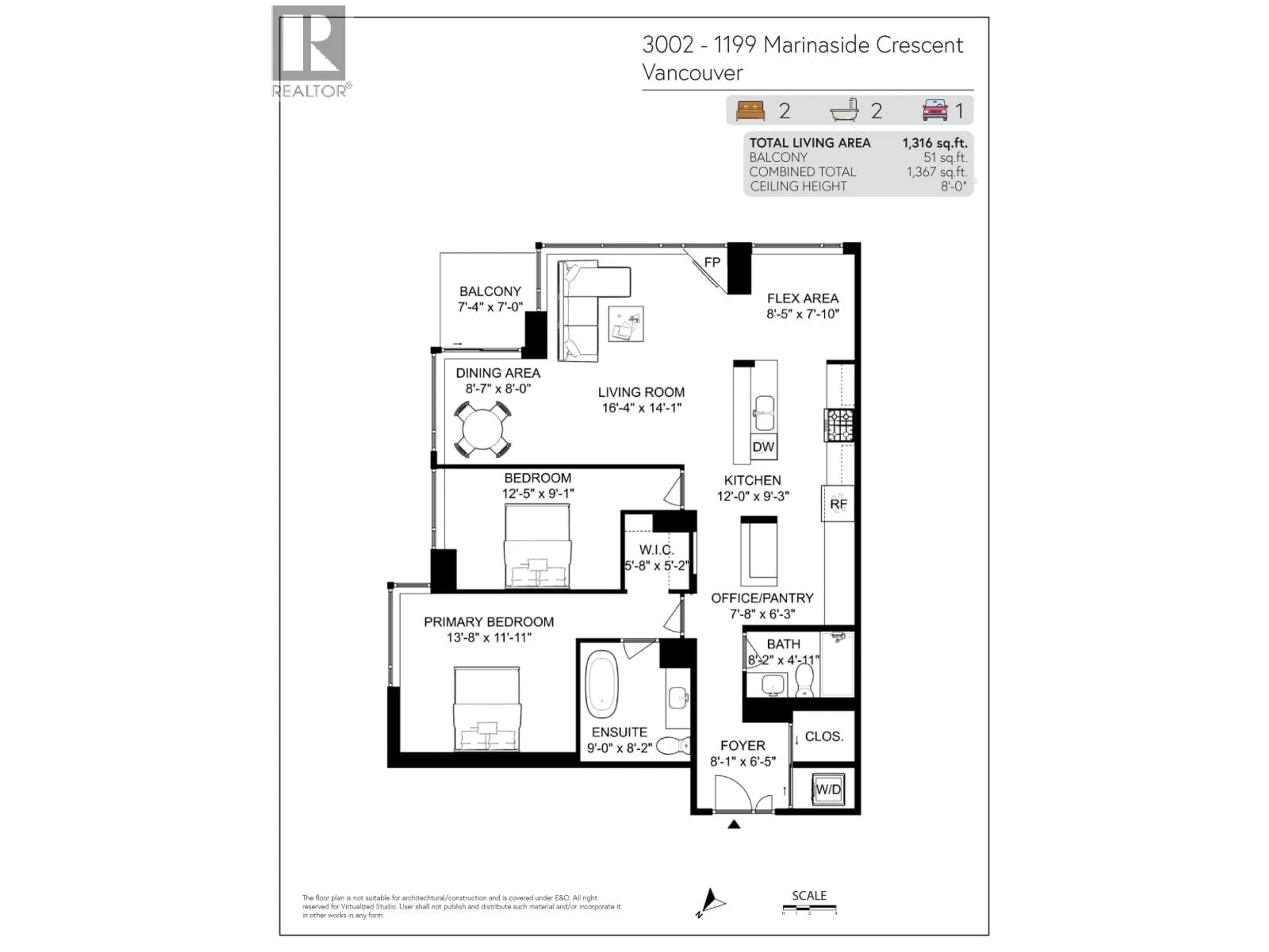 Floor plan for 3002 - 1199 MARINASIDE CRESCENT, Vancouver British Columbia V6Z2Y2