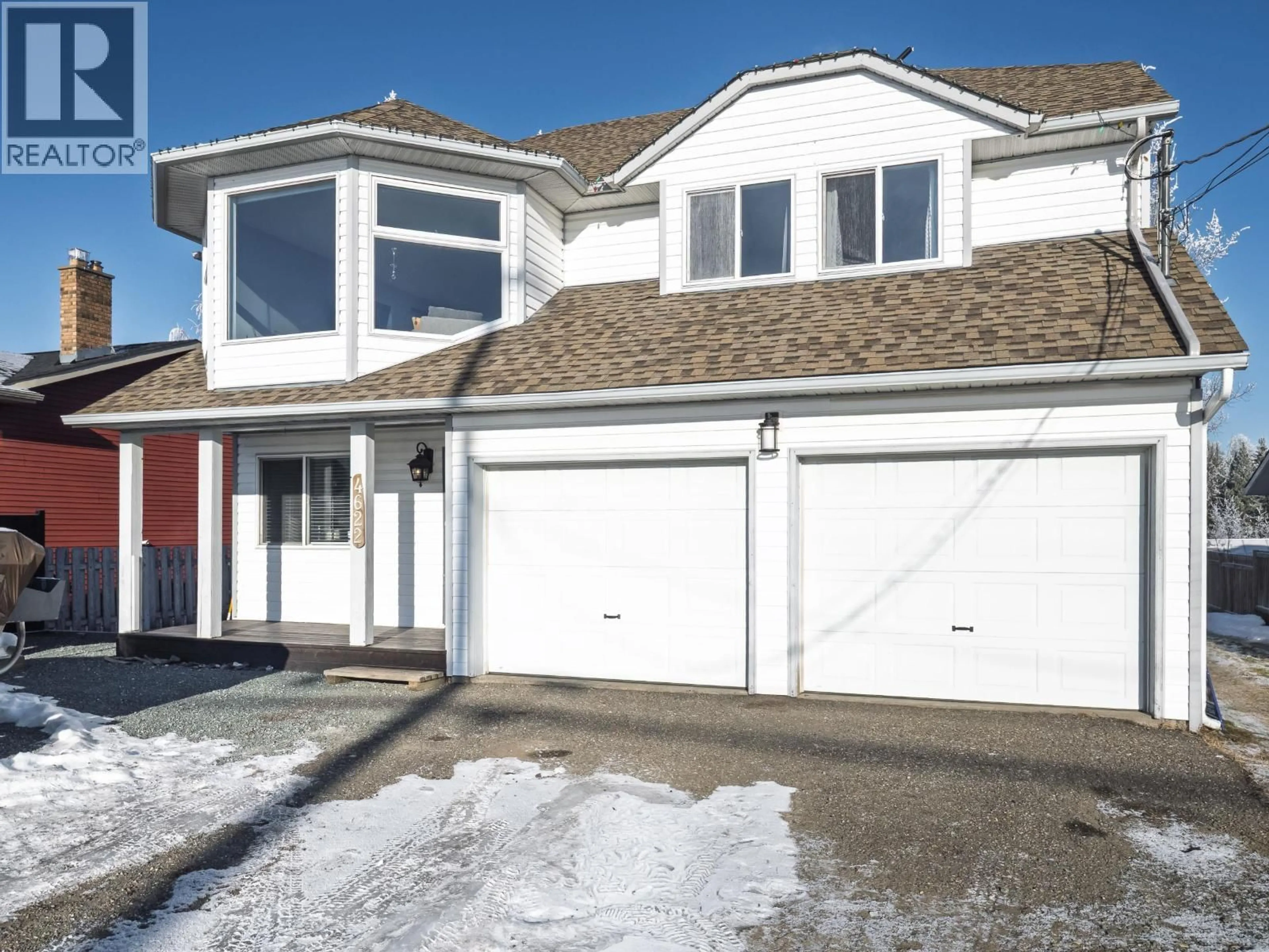 Home with vinyl exterior material, street for 4622 GISCOME ROAD, Prince George British Columbia V2N6S6