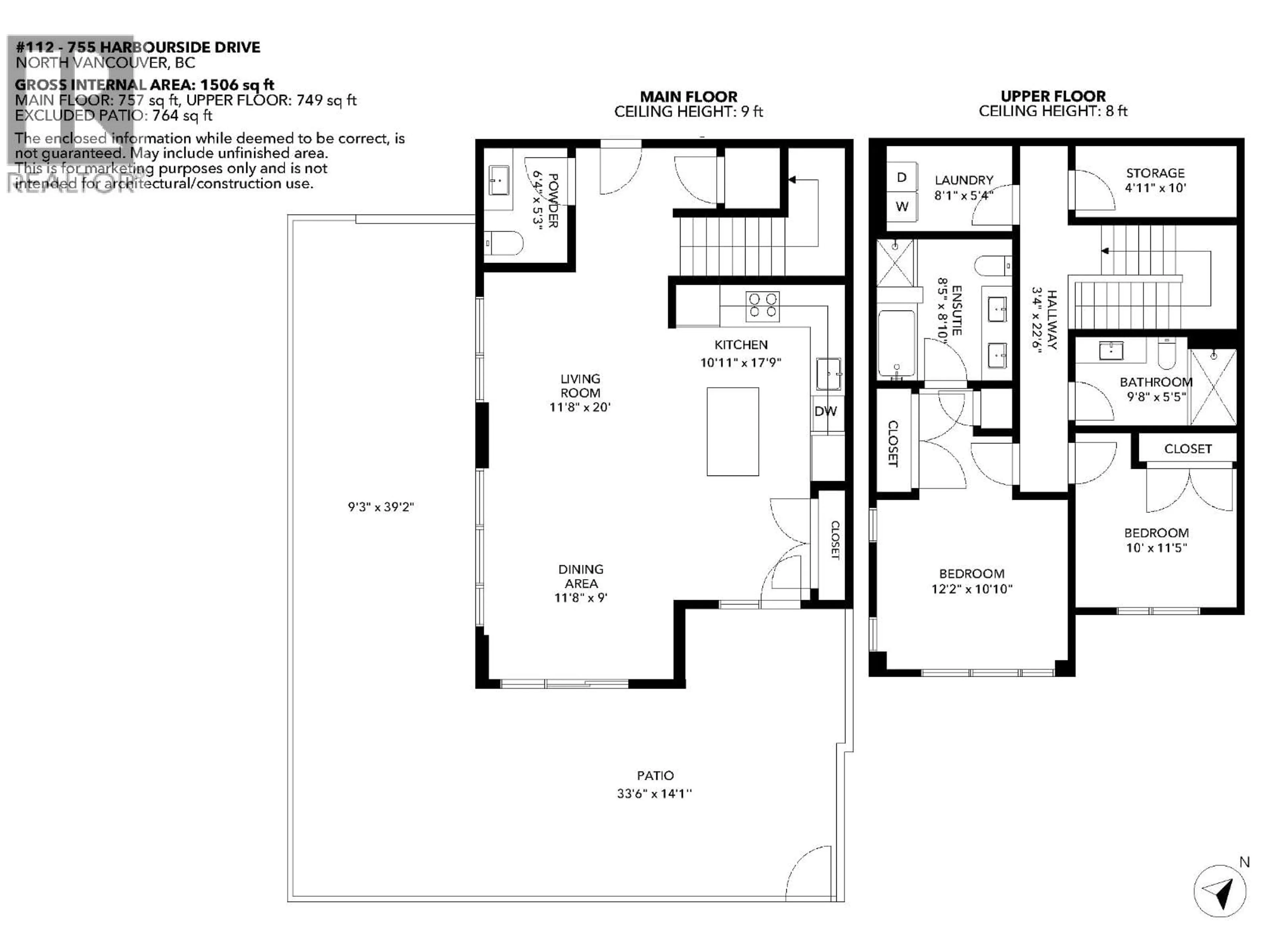 Floor plan for 112 - 755 HARBOURSIDE DRIVE, North Vancouver British Columbia V7P0G1