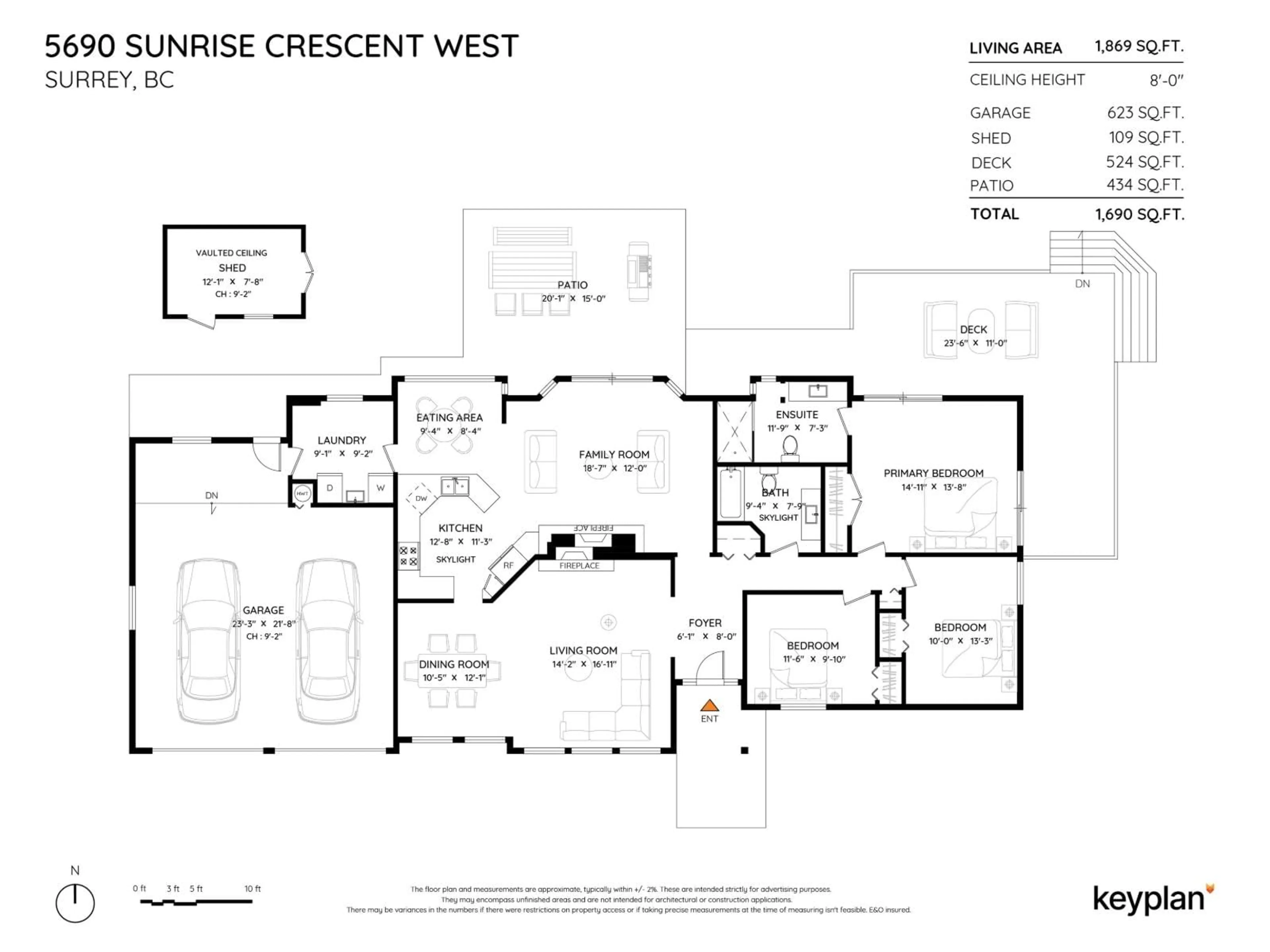 Floor plan for 5690 SUNRISE CRESCENT WEST, Surrey British Columbia V3S7M4